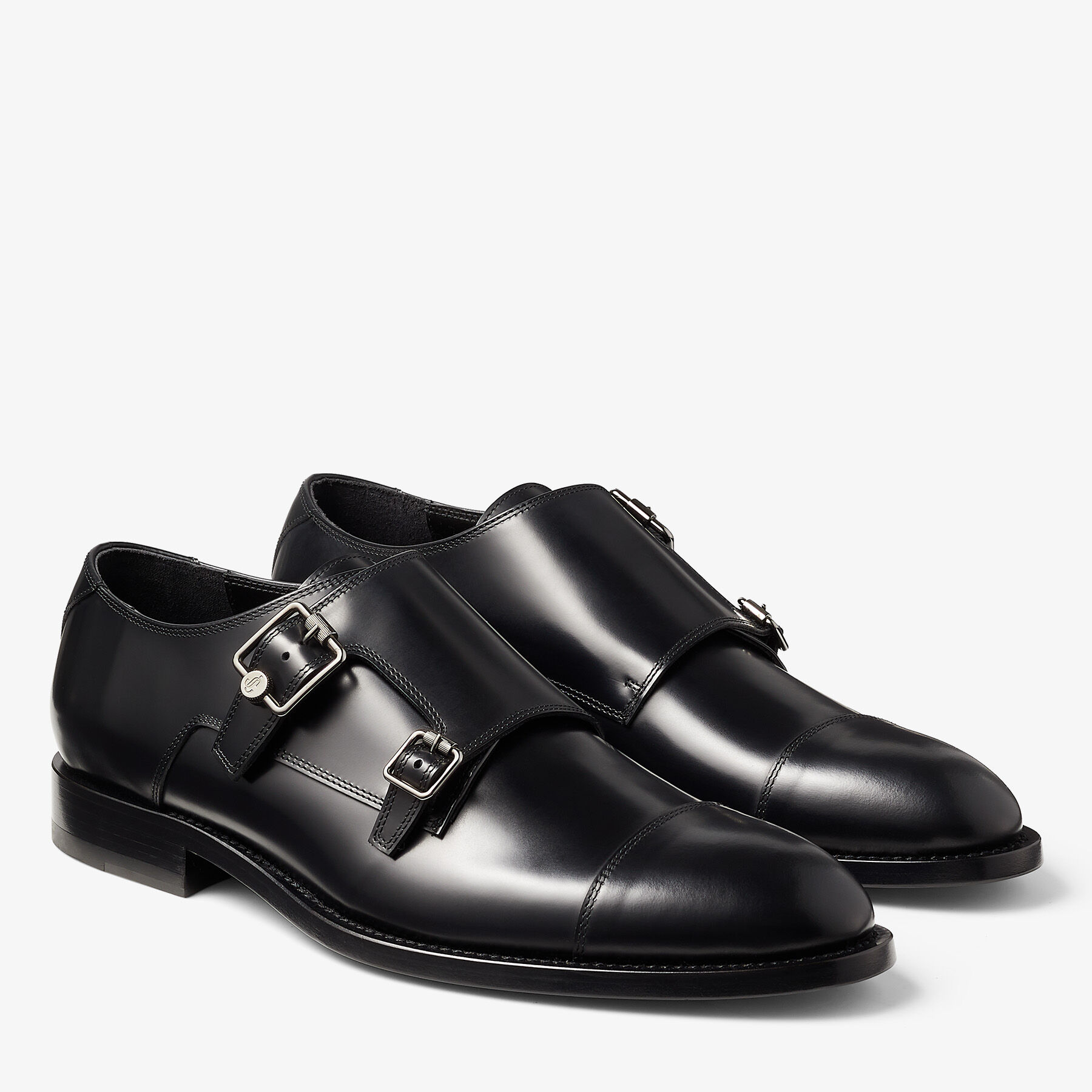 Jimmy Choo モンクストラップ Black Brush Off Leather Monk Strap Shoes | FINNION MONKSTRAP