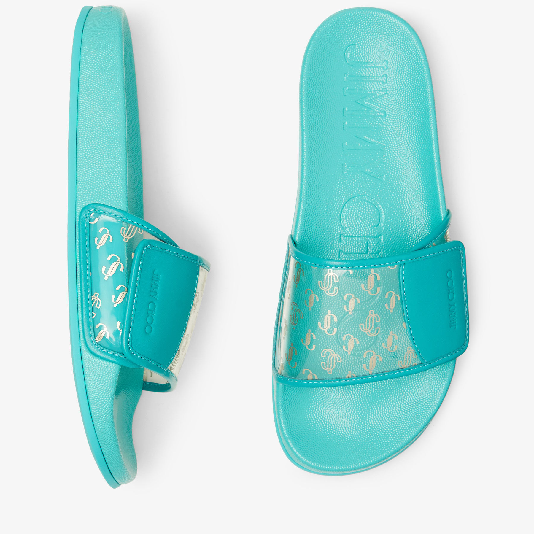 VIP SALE!【JIMMY CHOO】FITZ Slide☆スライド☆JCロゴ☆ Fitz/M | Black Puffed Logo Lycra Slides | JIMMY CHOO
