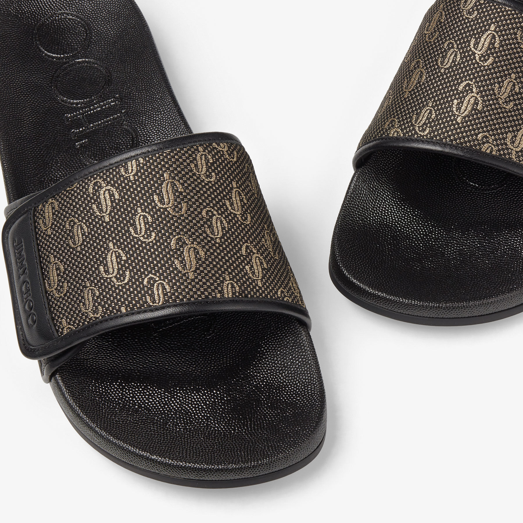 VIP SALE!【JIMMY CHOO】FITZ Slide☆スライド☆JCロゴ☆ Fitz/F | Powder Pink Puffed Logo Lycra Slides | JIMMY CHOO