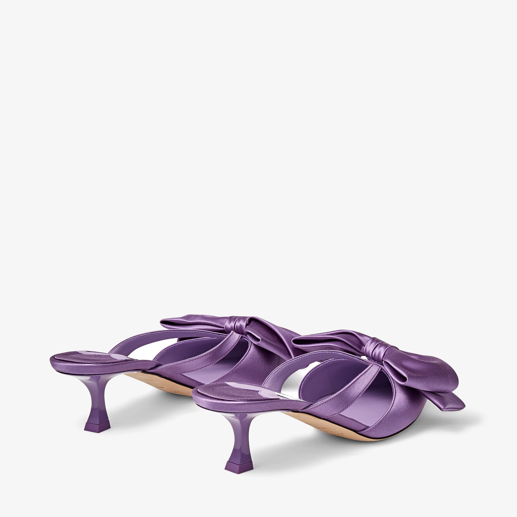 大人可愛い★Jimmy Choo FLACA 50 大リボン ミュール WISTERIA FLACA MULE 50 | Wisteria Satin Mules with Bows | Winter 2022