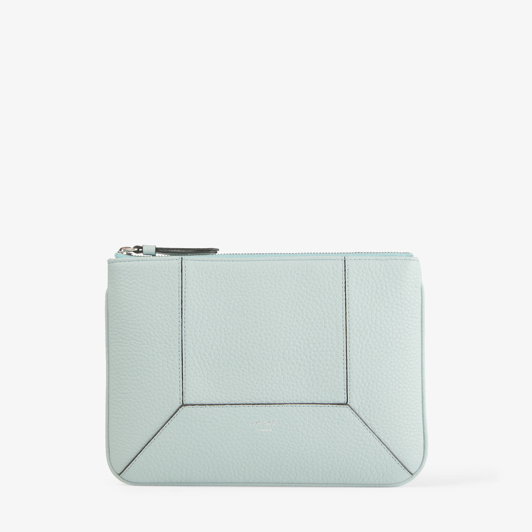 小物 JIMMY CHOO Flat Diamond Pouch |Light Verde Grainy Calf Leather Pouch