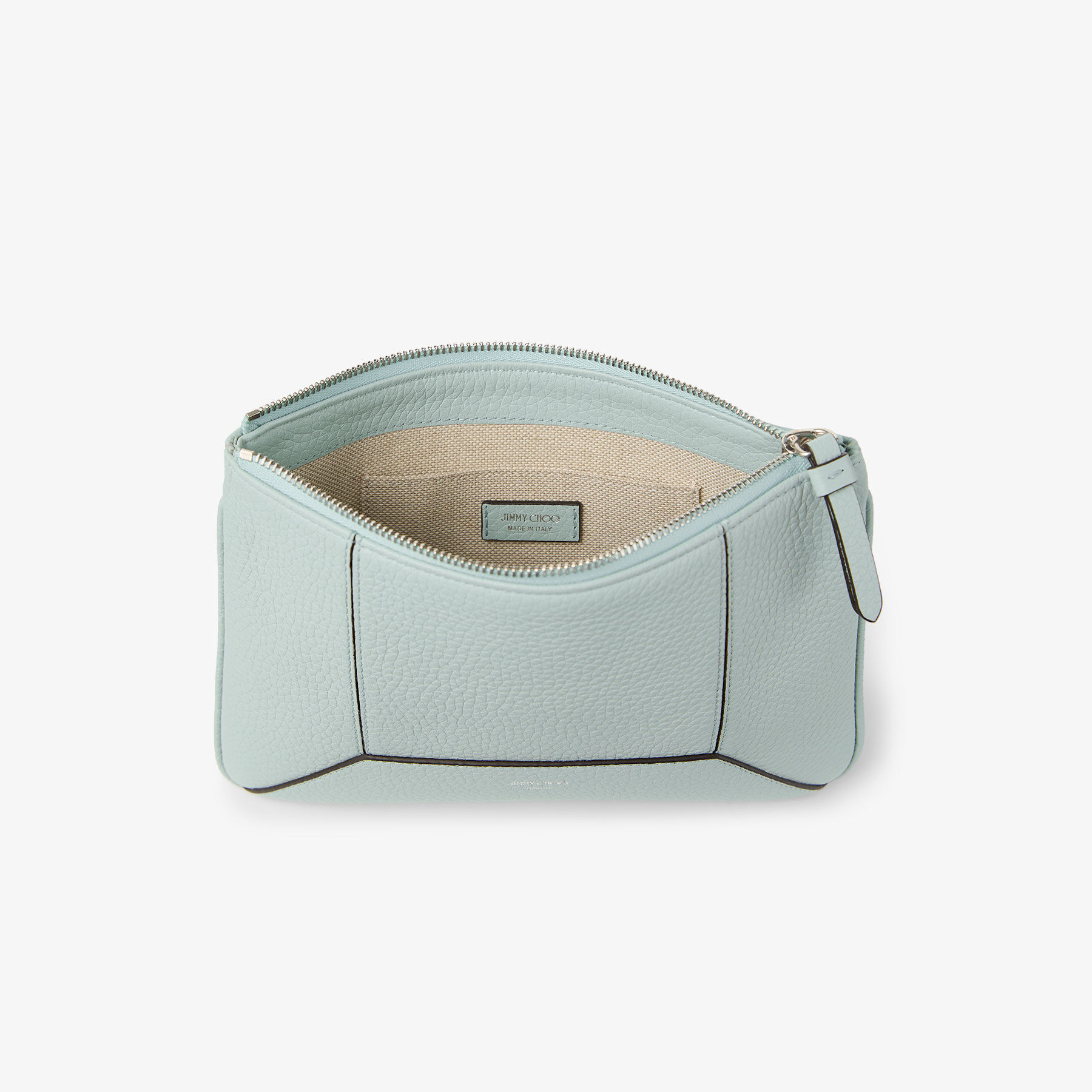Flat Diamond Pouch |Light Verde Grainy Calf Leather Pouch