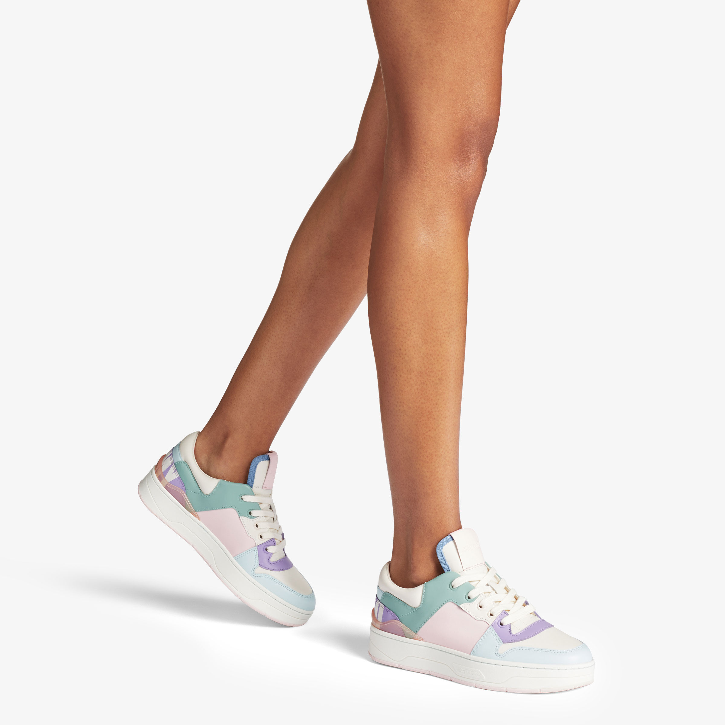 【JIMMY CHOO】FLORENT/F BALLET PINK LEATHER ★関税送料込み FLORENT/F | Powder Pink and Pastel Mix Leather Trainers