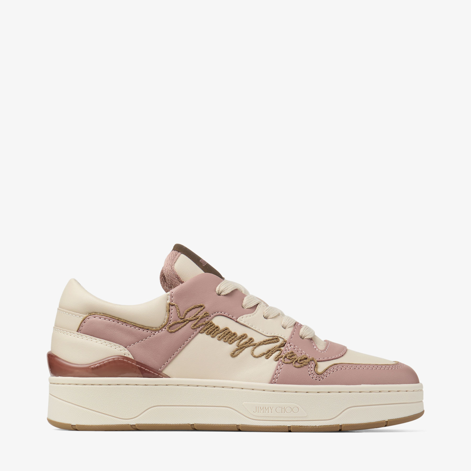 Florent F |Ballet Pink Crosta and Canvas Trainers with Choo