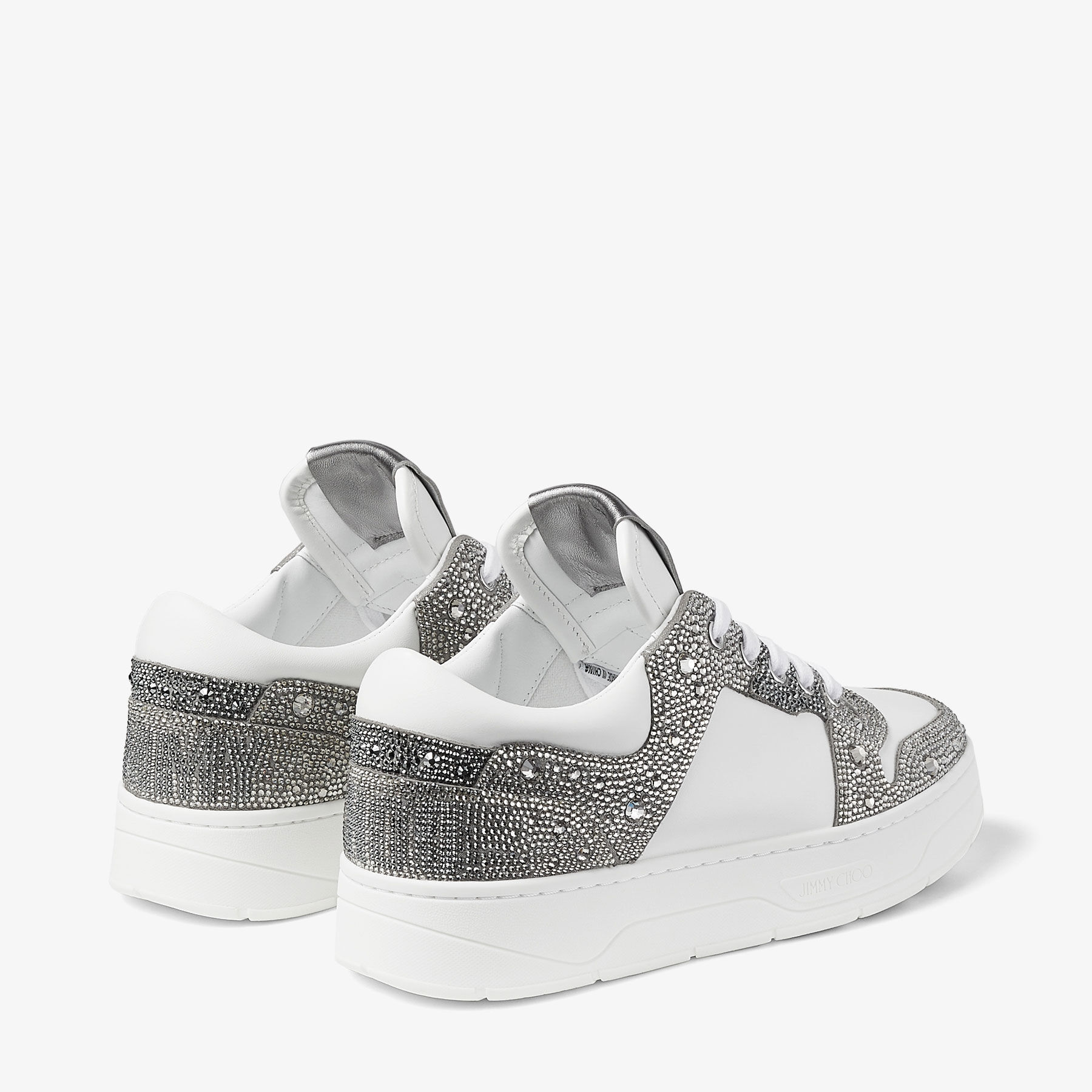 FLORENT/F | White Leather and Shimmer Suede Trainers with