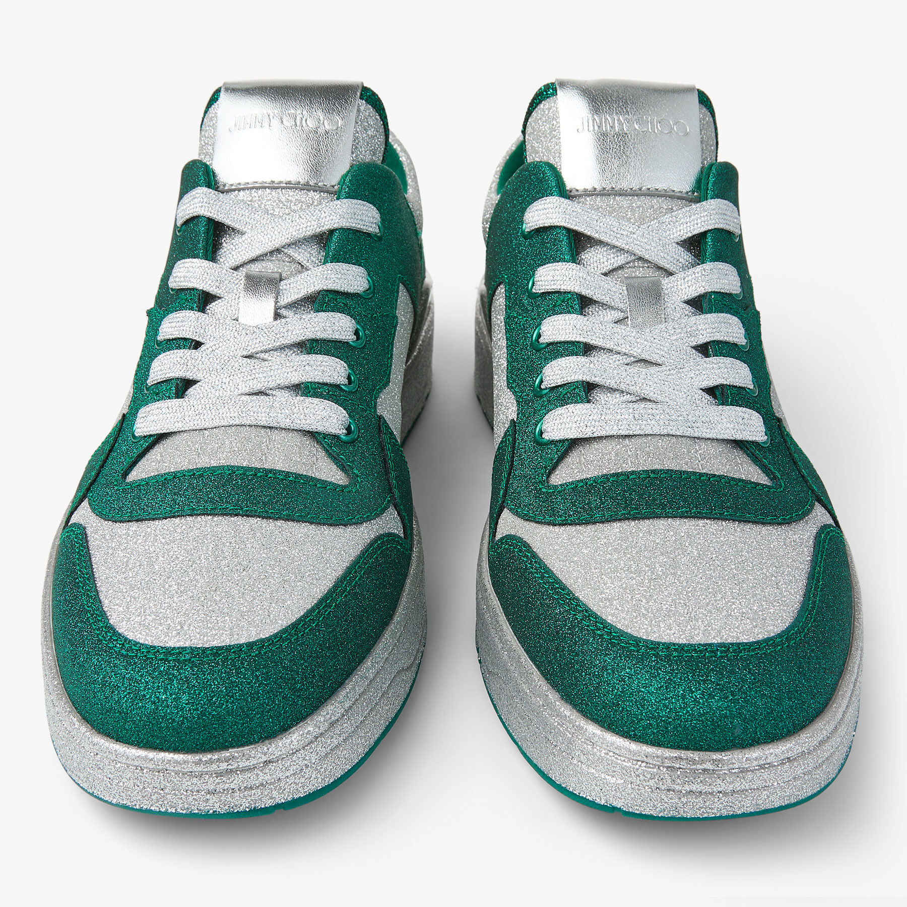 Florent M | Green Fine Glitter Fabric Trainers | JIMMY CHOO