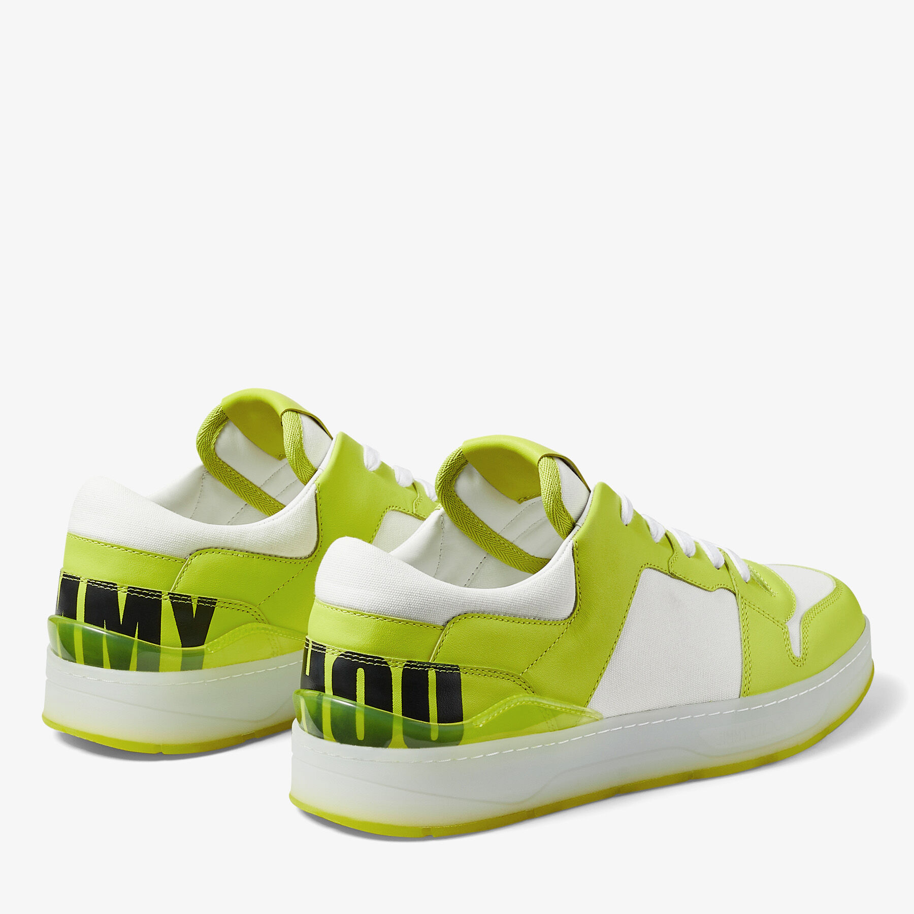 FLORENT/M | White Calf Leather and Canvas Trainers with Choo