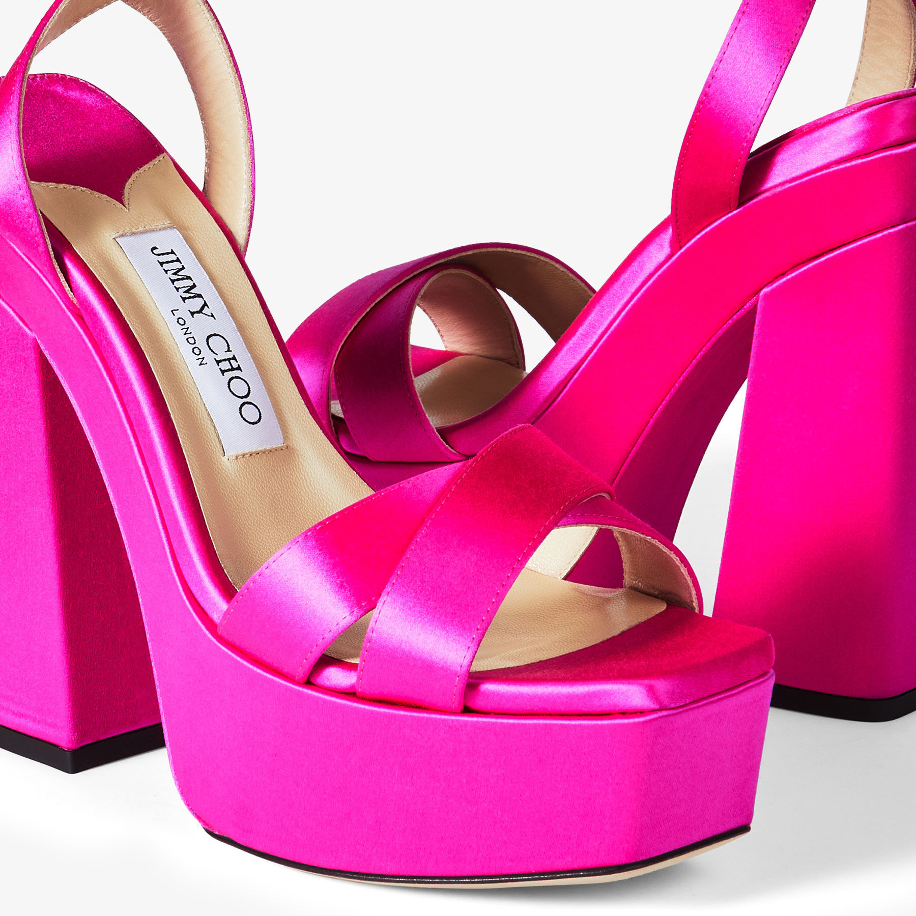 GAIA 140 | Fuchsia Satin Platform Sandals | Winter 2022