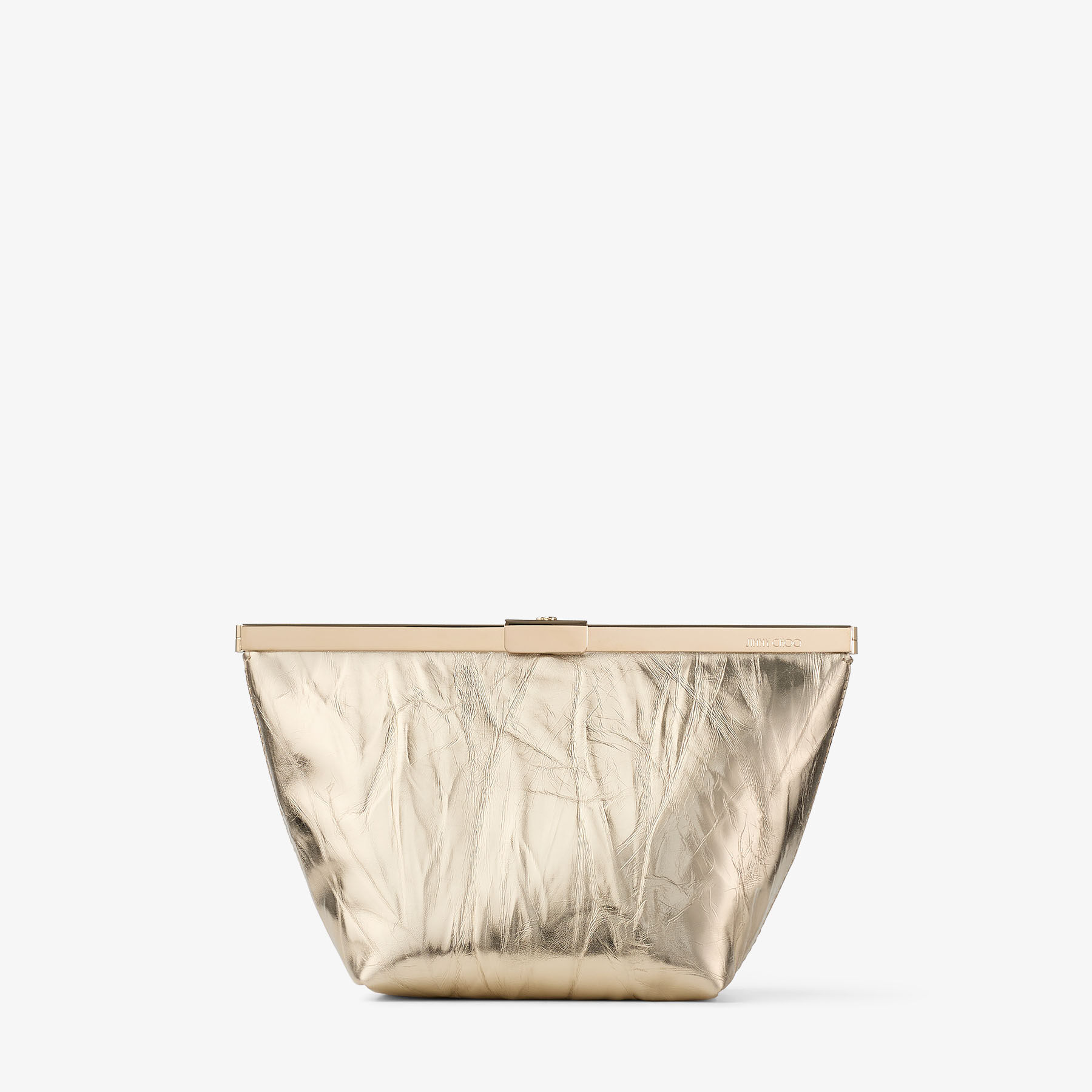 Ganache | Light Platinum Vintage Metallic Leather Clutch Bag