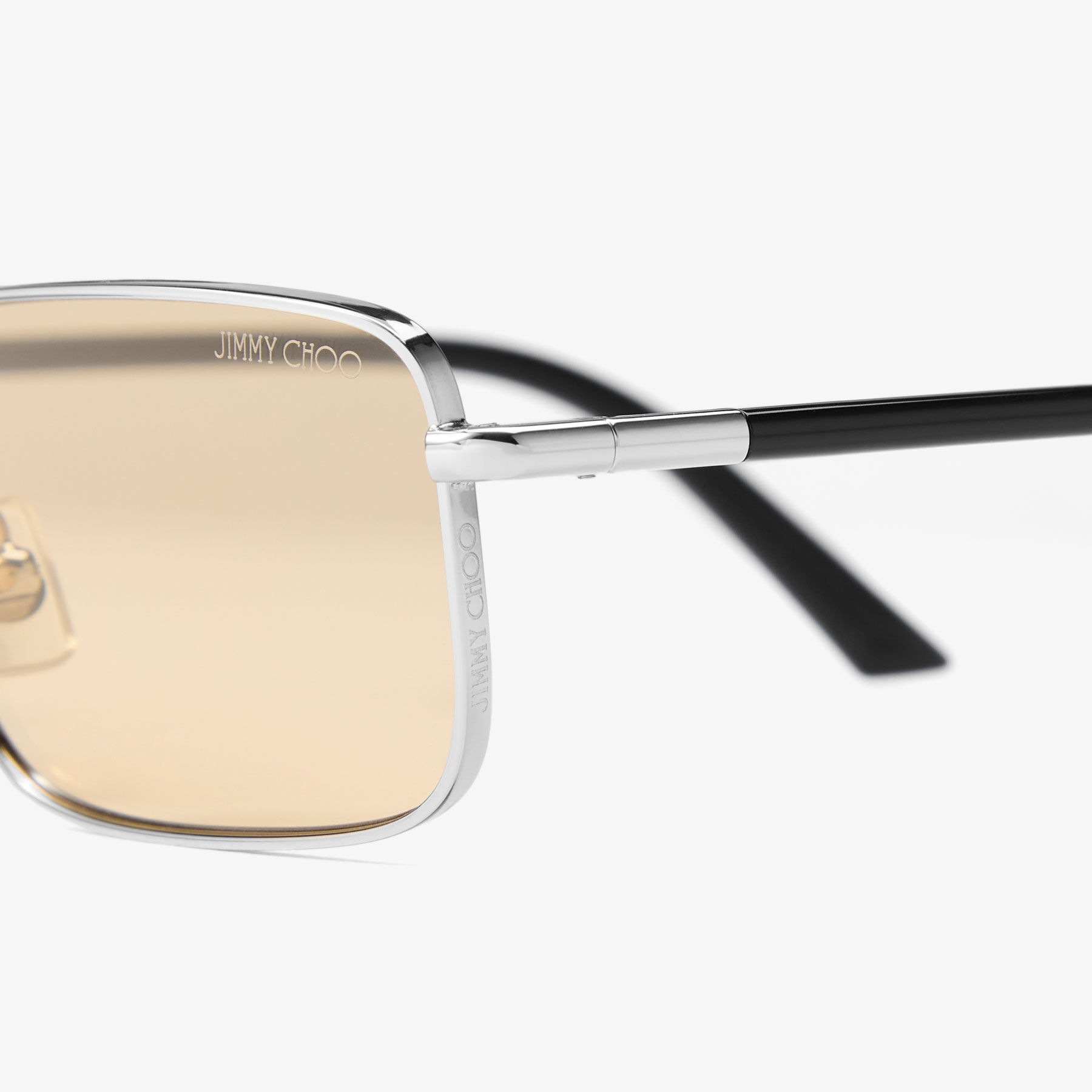 Gavin | Silver and Light Yellow Metal Rectangular Sunglasses