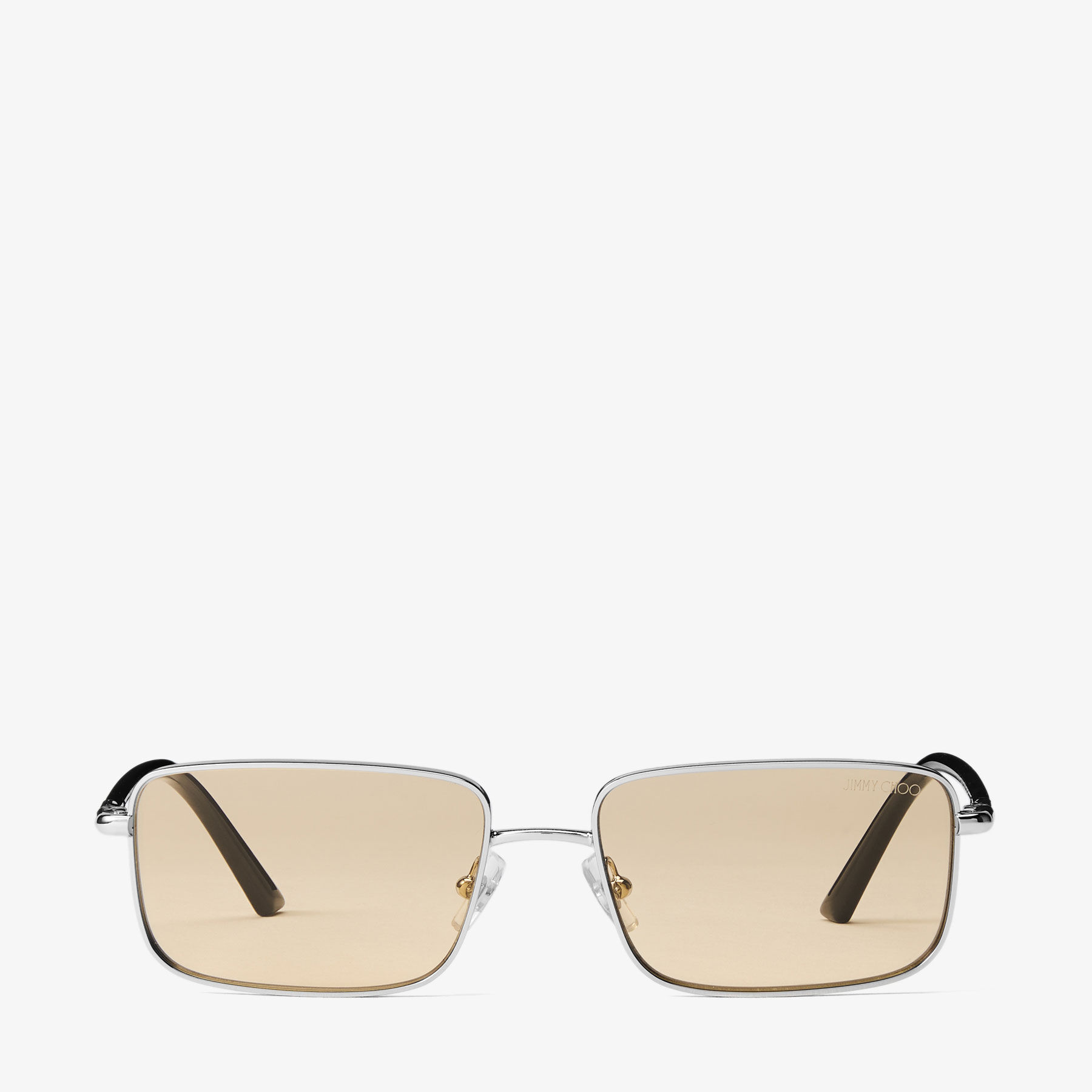 ぴ　Glossy GL4105 Gavin | Silver and Light Yellow Metal Rectangular Sunglasses