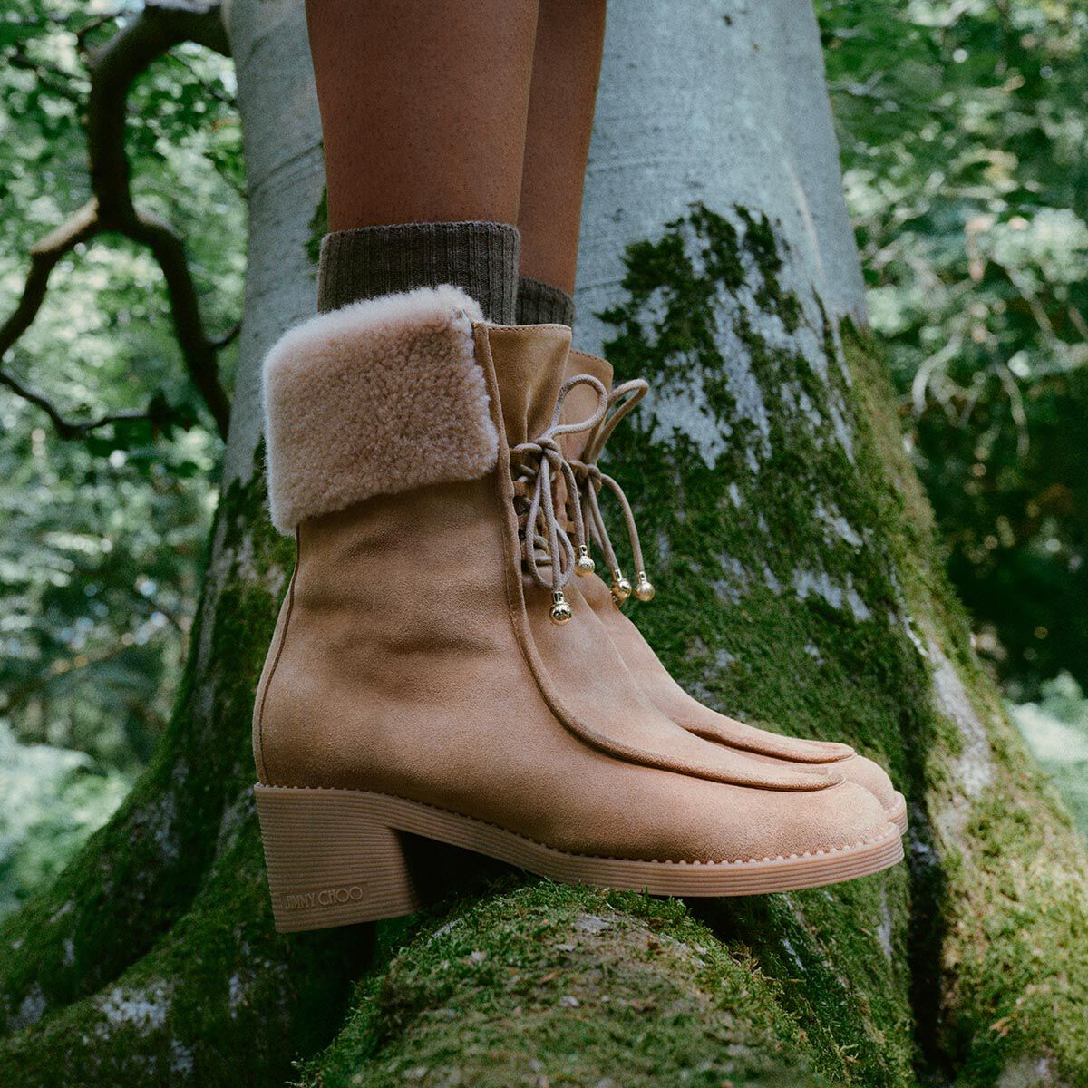 Hali Ankle Boot 60 | Toffee Velvet Suede Ankle Boot with Shearling