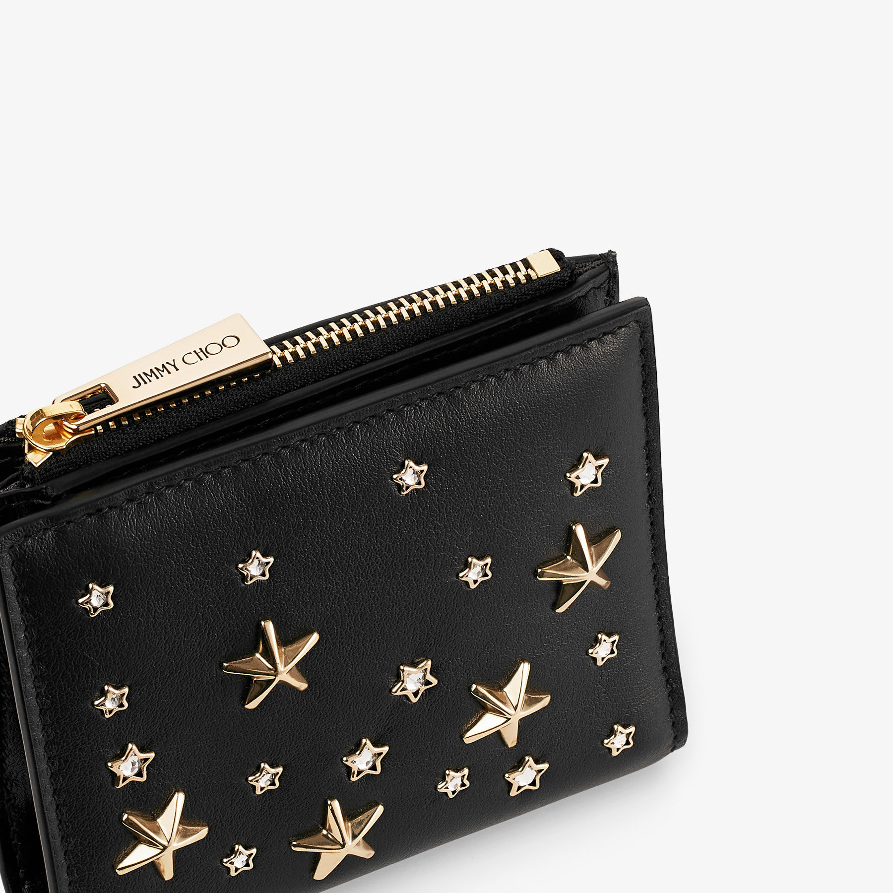 HANNI | Black Smooth Calf Leather Wallet with Stars | Summer