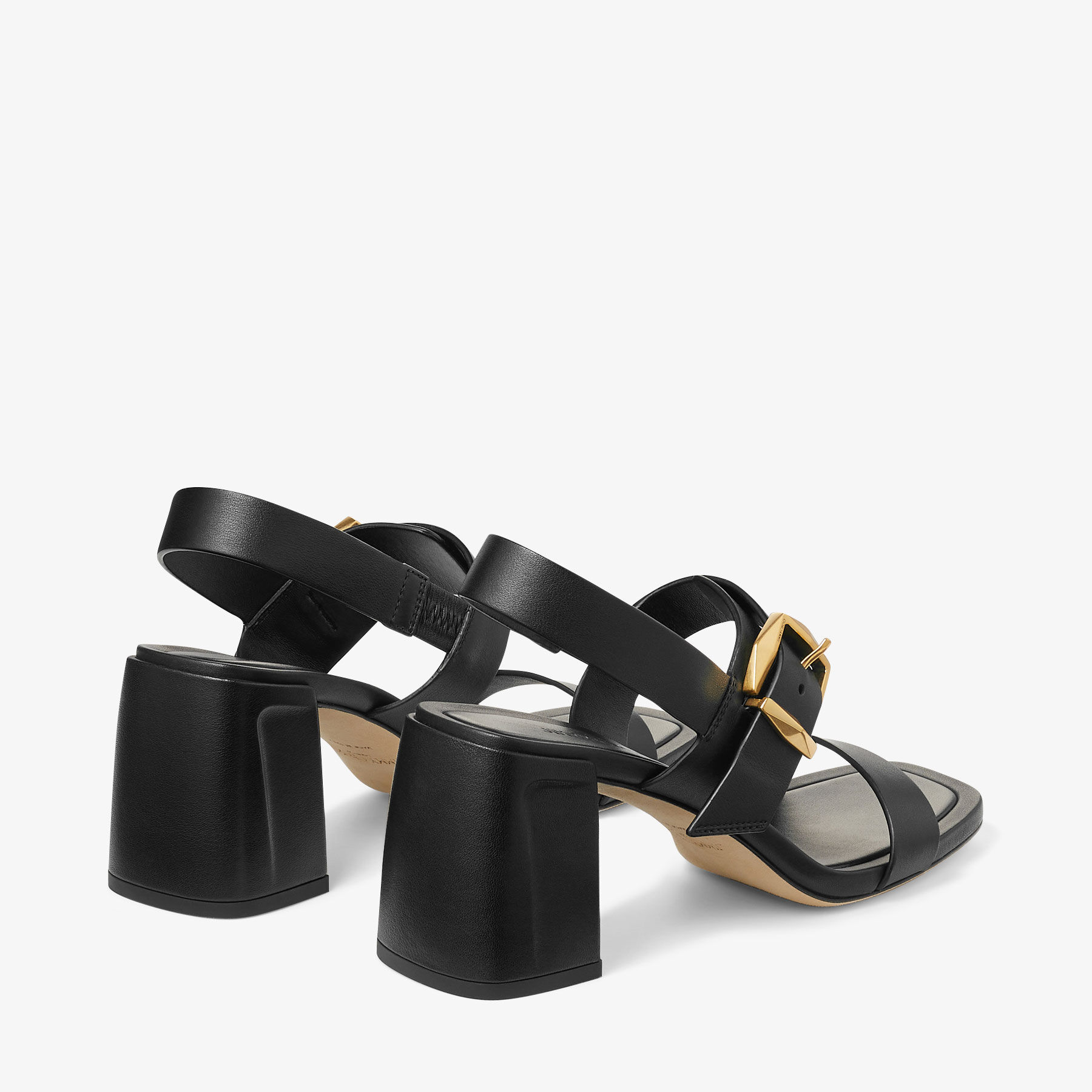 JIMMY CHOO Hawke 70 レザー サンダル Hawke 70|Black/Gold Leather Sandals| JIMMY CHOO