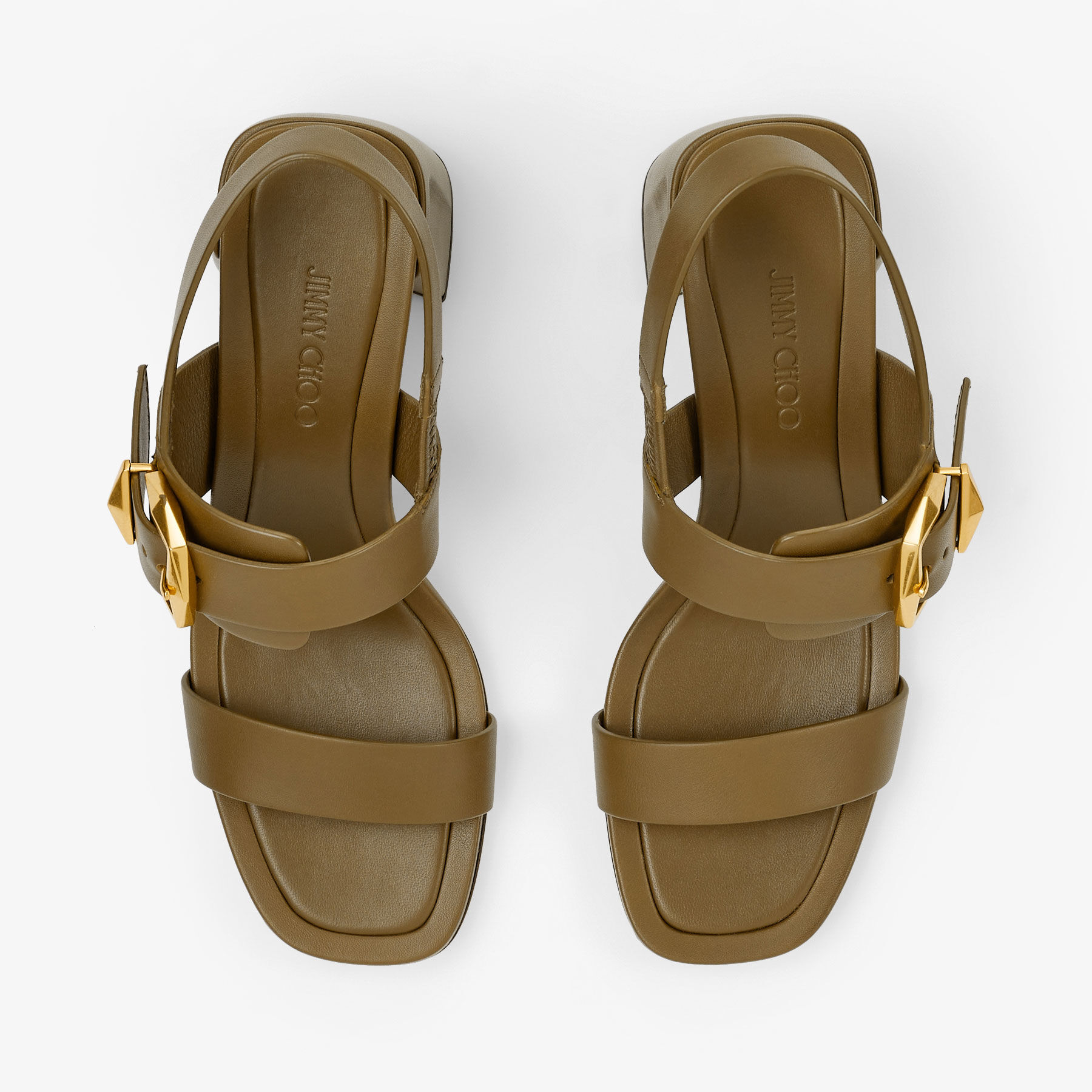 Hawke 70|Caper Green/Gold Leather Sandals| JIMMY CHOO
