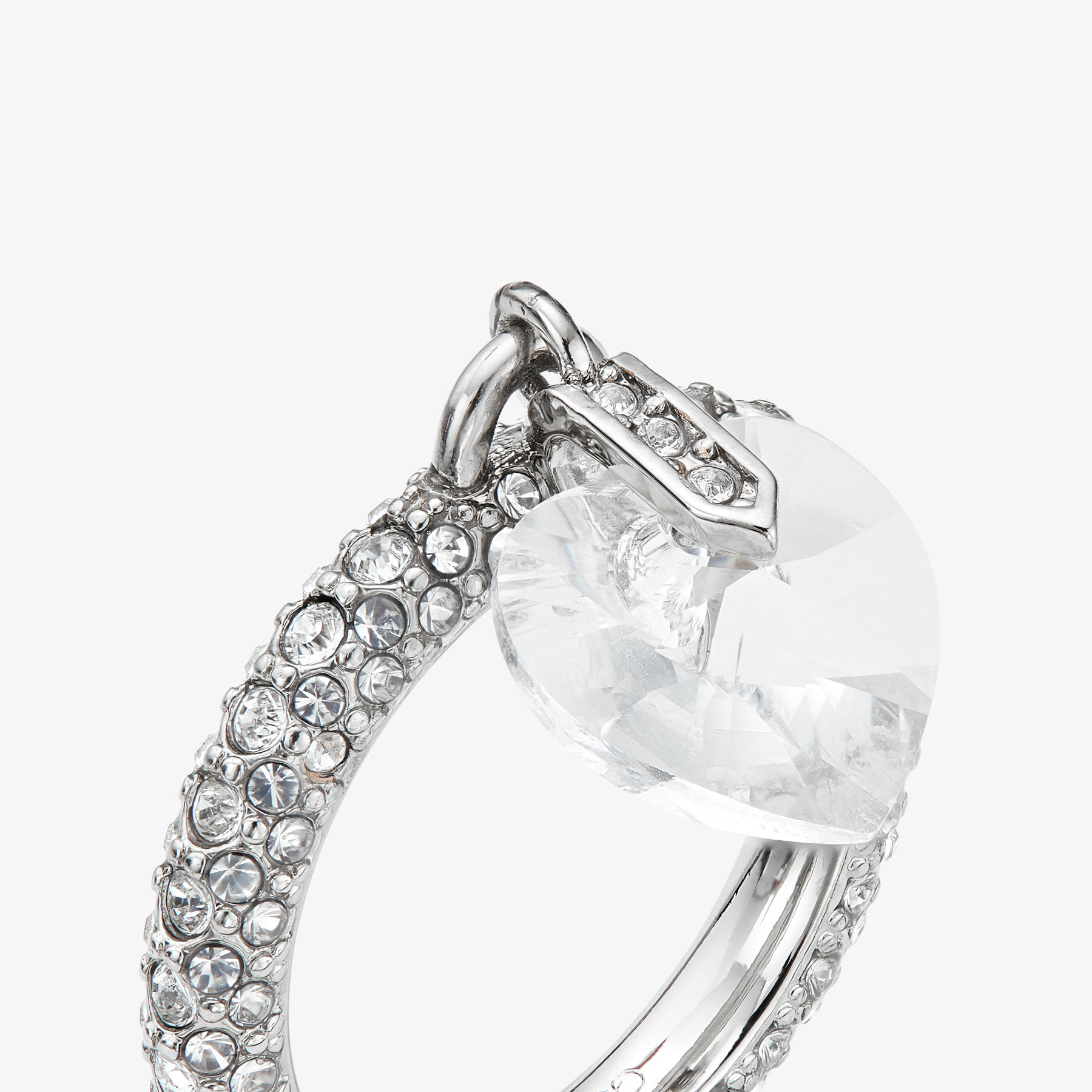 Heart Ring | Silver-Finish Heart Ring with Crystals | JIMMY CHOO