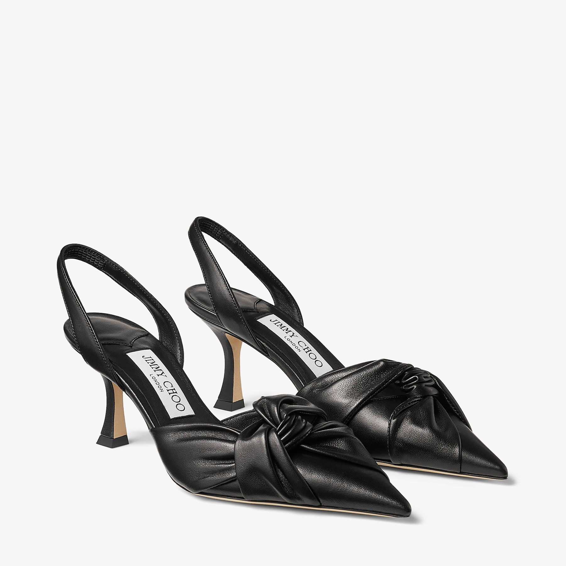 Hedera Sb 70 | Black Nappa Leather Sling Back Pumps | New