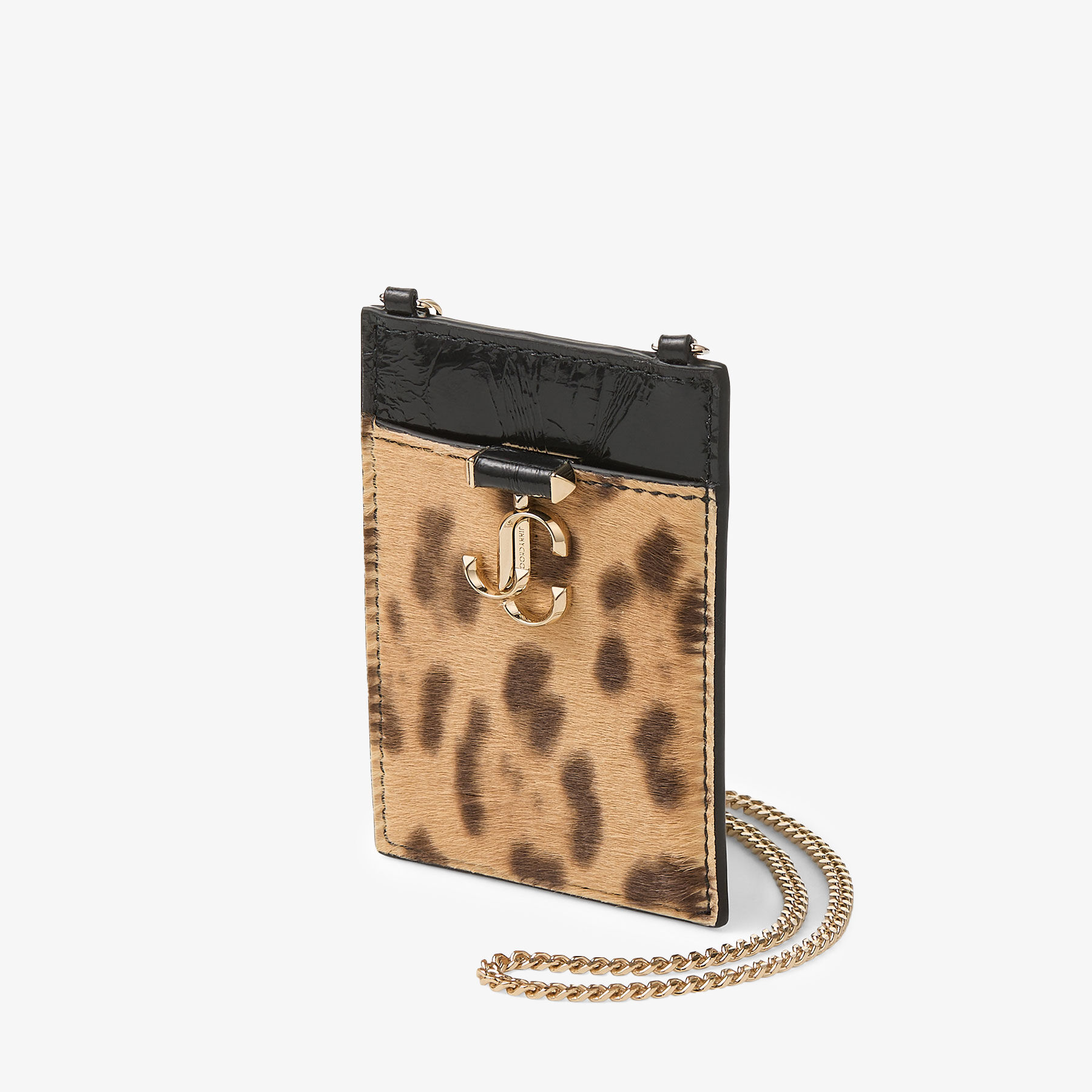 ID Holder W/Chain Natural Leopard Print Pony ID Holder JIMMY CHOO