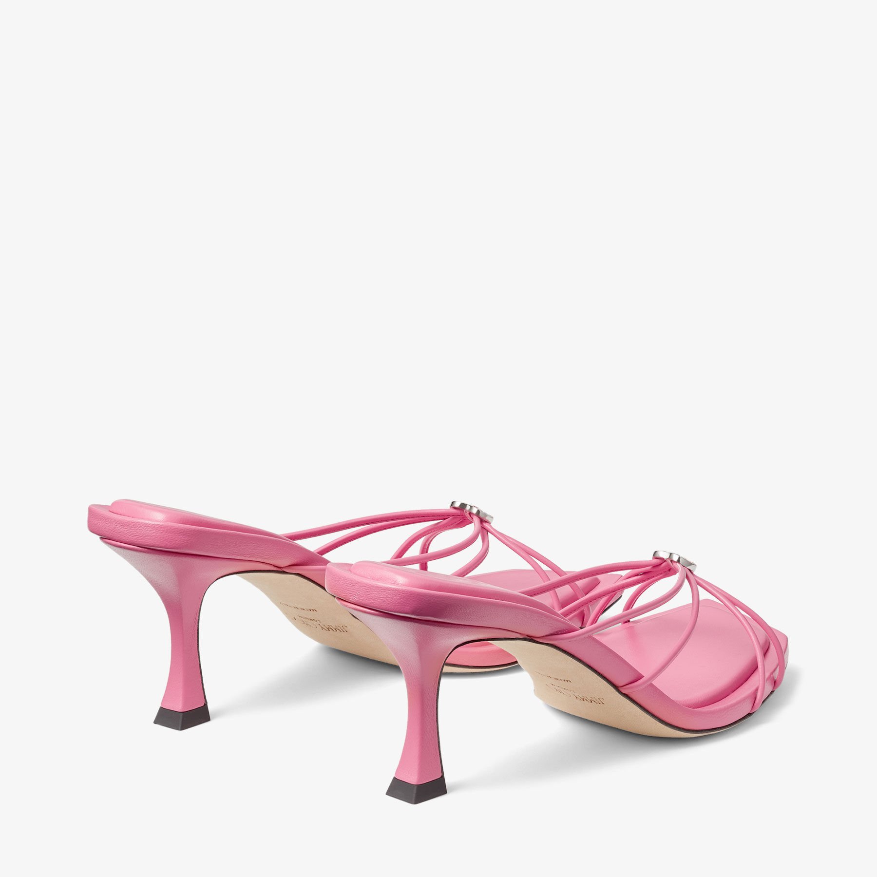 INDIYA MULE 70 | Candy Pink Nappa Leather Mules with Crystal INDIYA MULE 70 | Candy Pink Nappa Leather Mules with Crystal