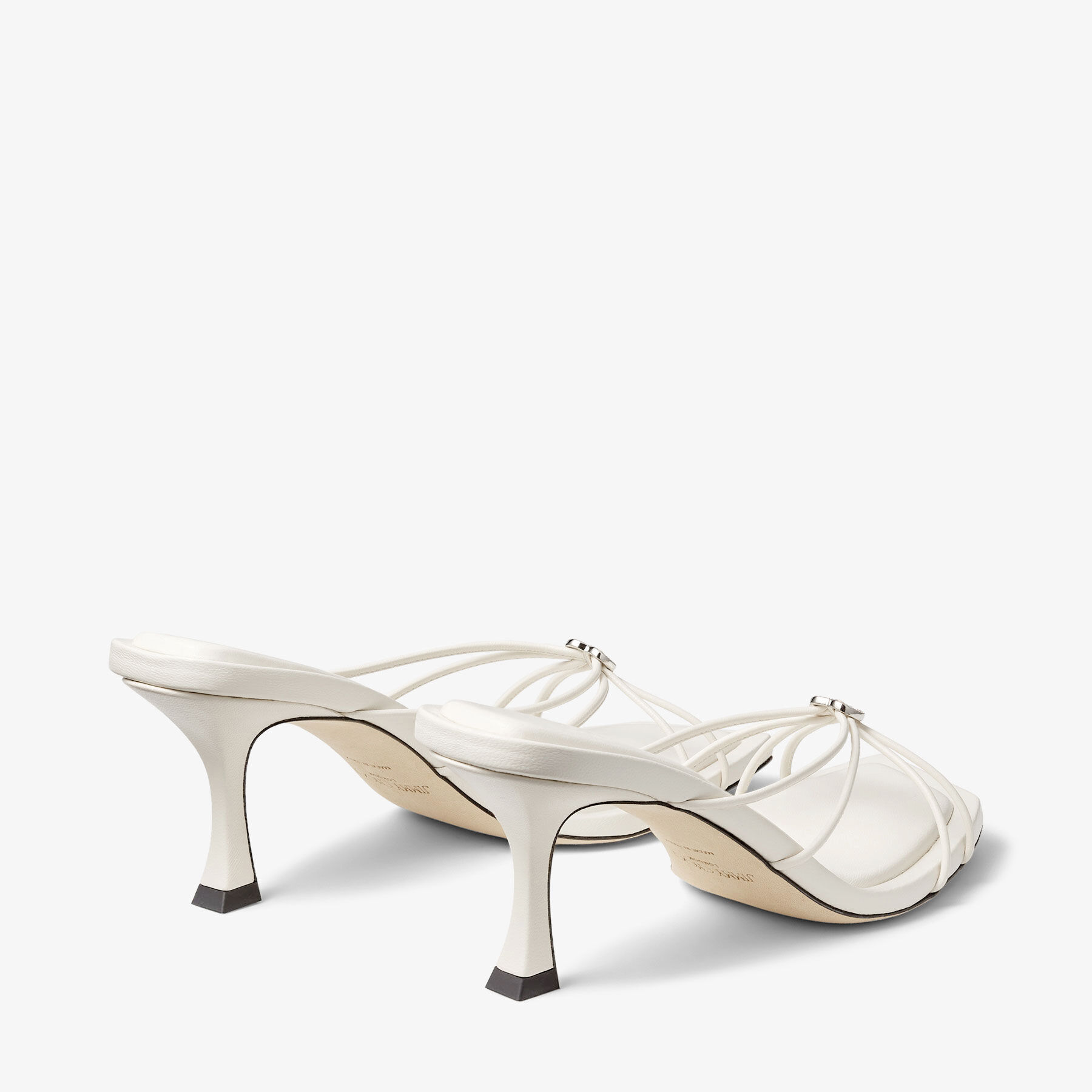 INDIYA MULE 70 | Latte Nappa Leather Mules with Crystal