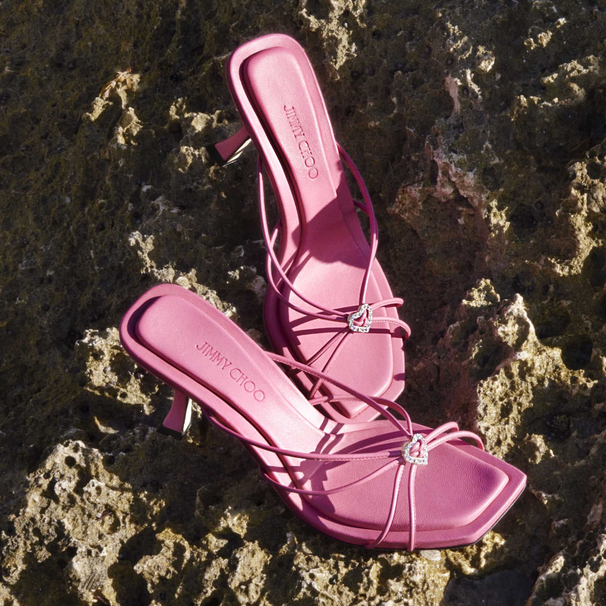 INDIYA MULE 70 | Candy Pink Nappa Leather Mules with Crystal