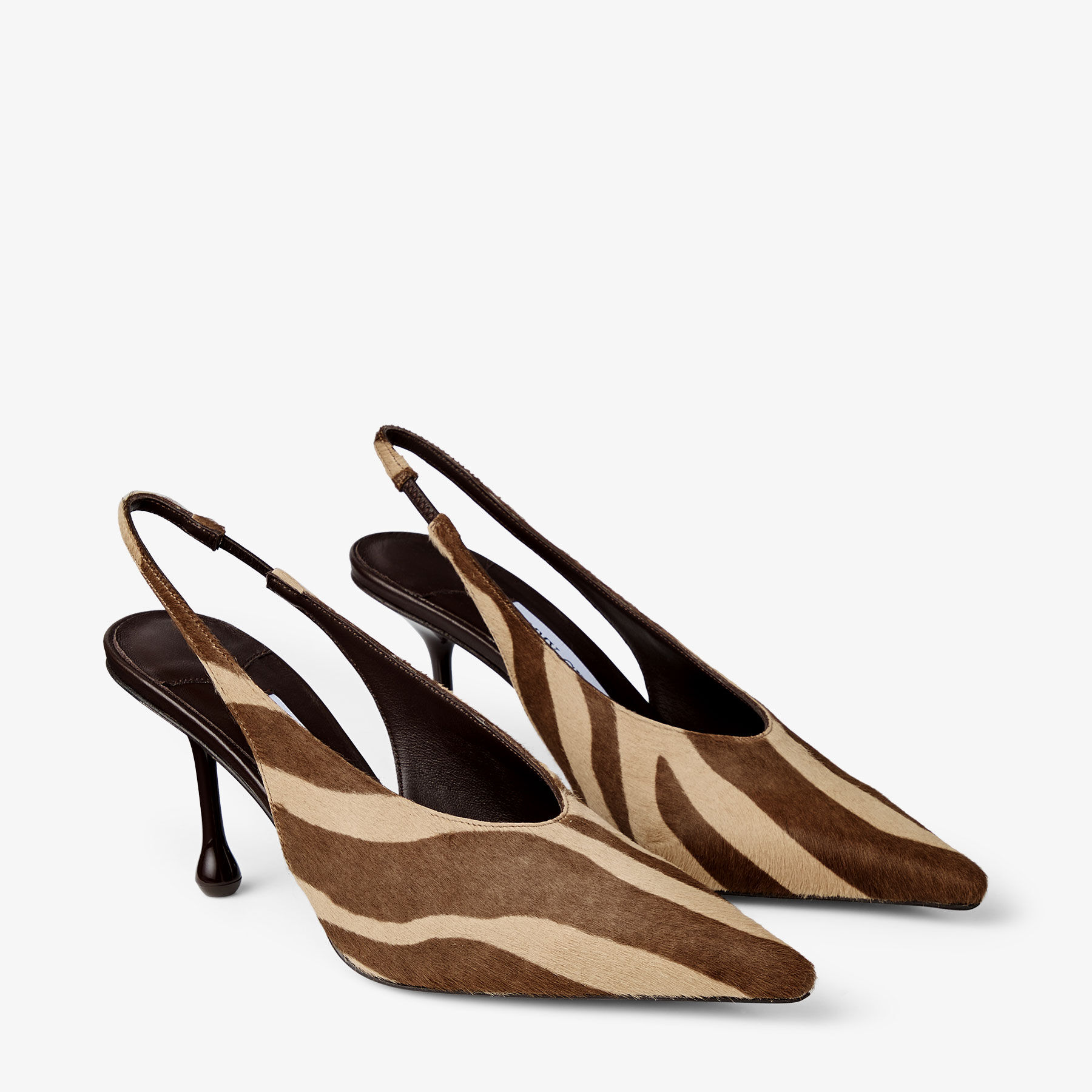 Isa 80 | Chocolate Zebra Printed Pony Pumps | JIMMY CHOO