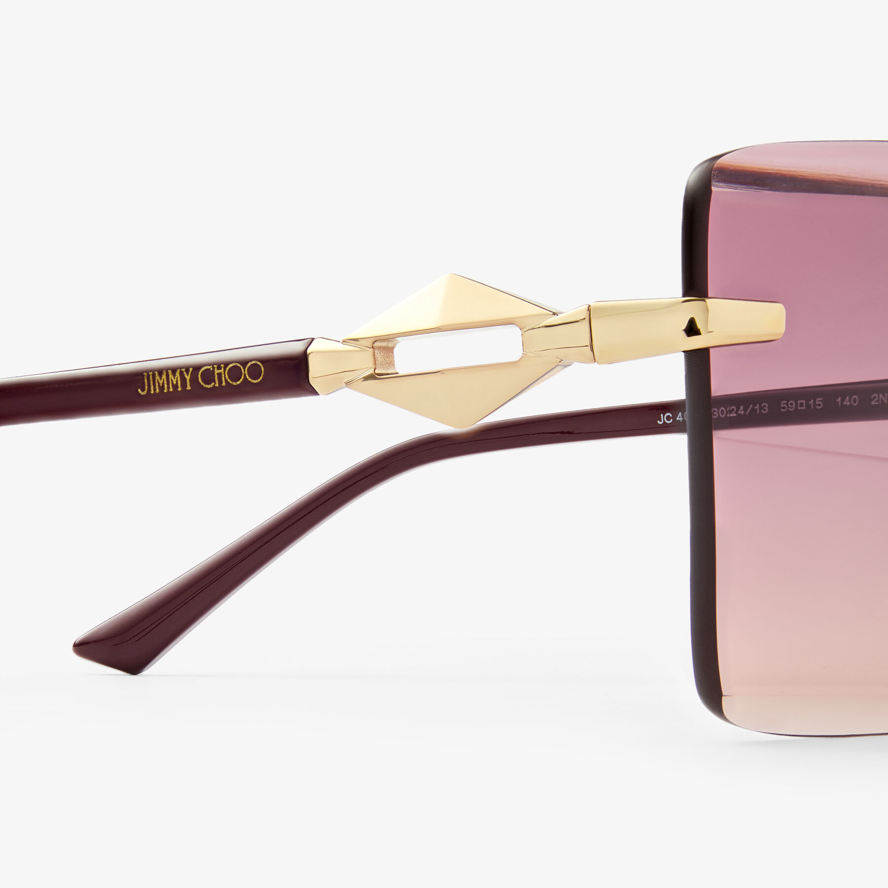 Isaline | Gold Cranberry Square Sunglasses | JIMMY CHOO