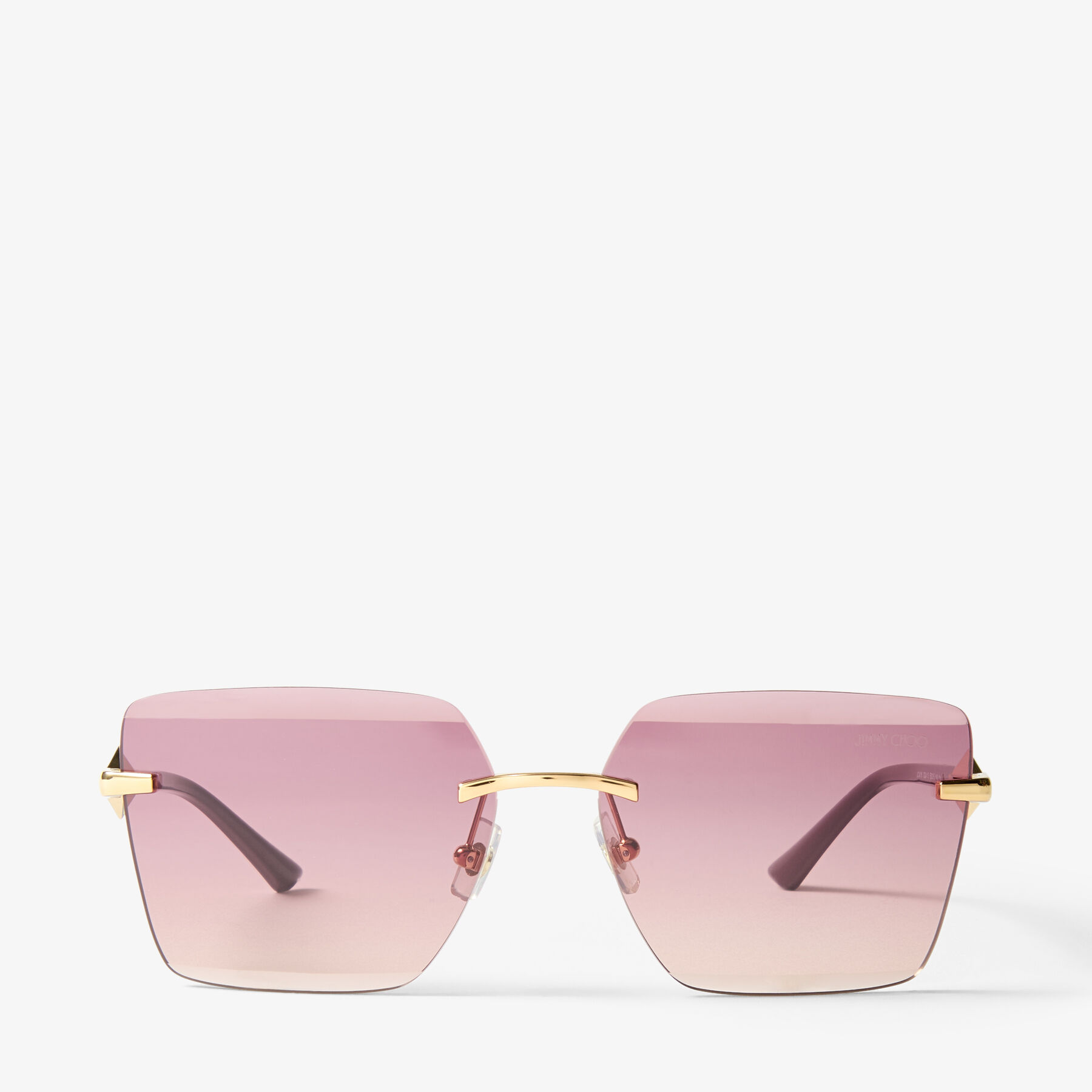 Isaline | Gold Cranberry Square Sunglasses | JIMMY CHOO