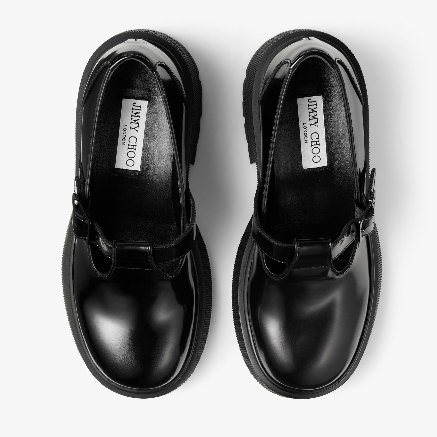 Ixen Flat | Black Polished Calf Leather Loafers | JIMMY CHOO