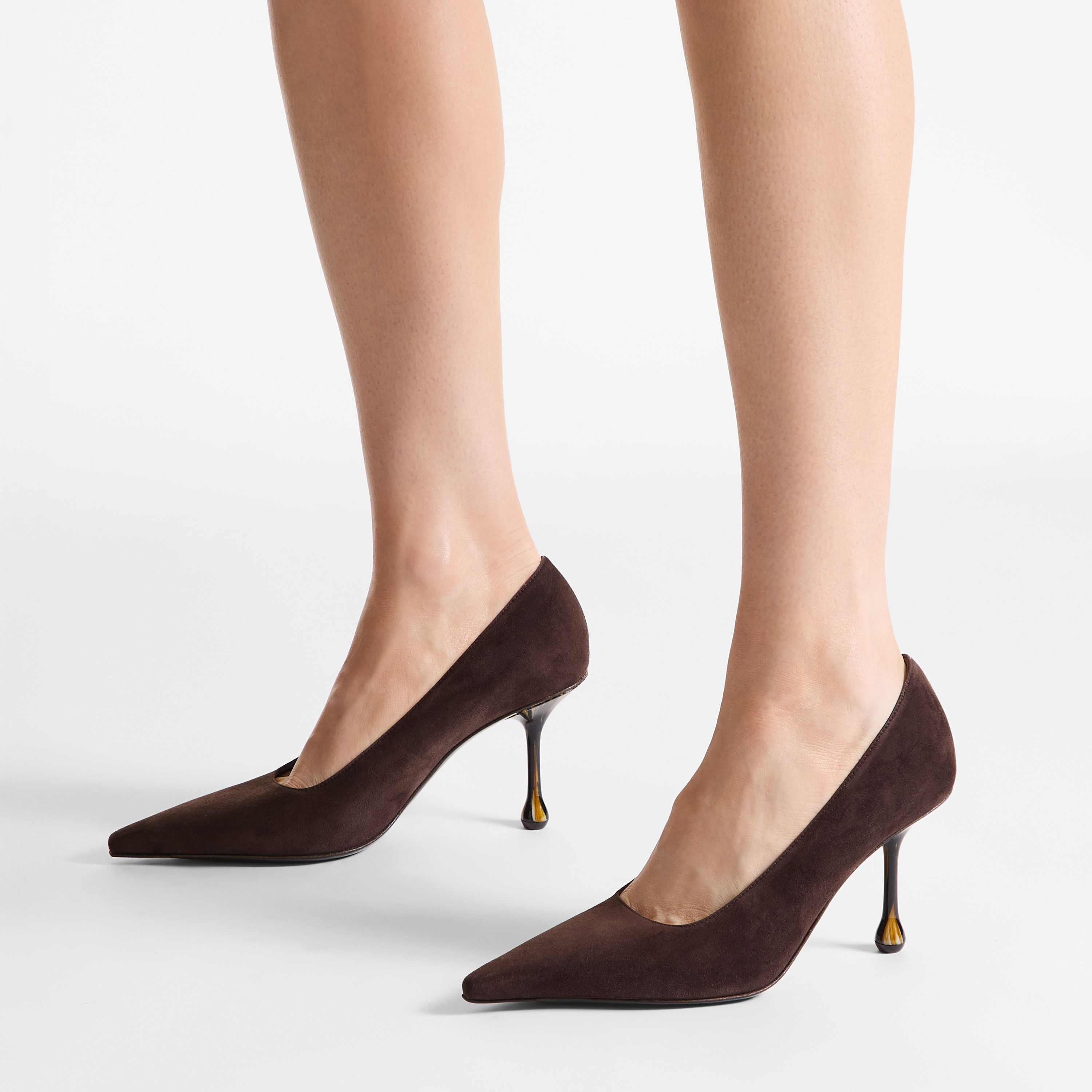 Ixia 80 | Chocolate Suede Pumps with Grain Heel | JIMMY CHOO