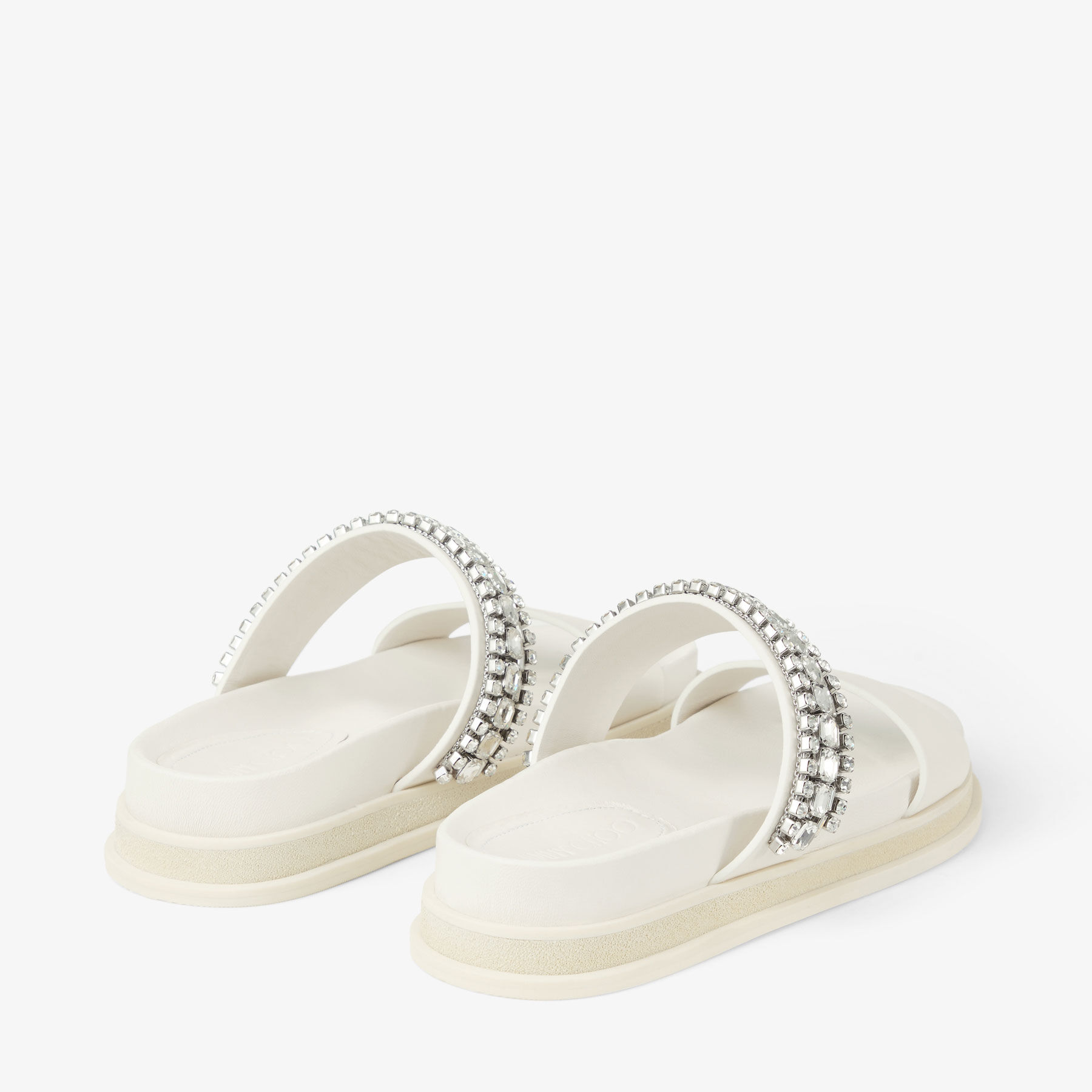 Jadi Flat |Latte Vacchetta Leather Sandal with Crystal
