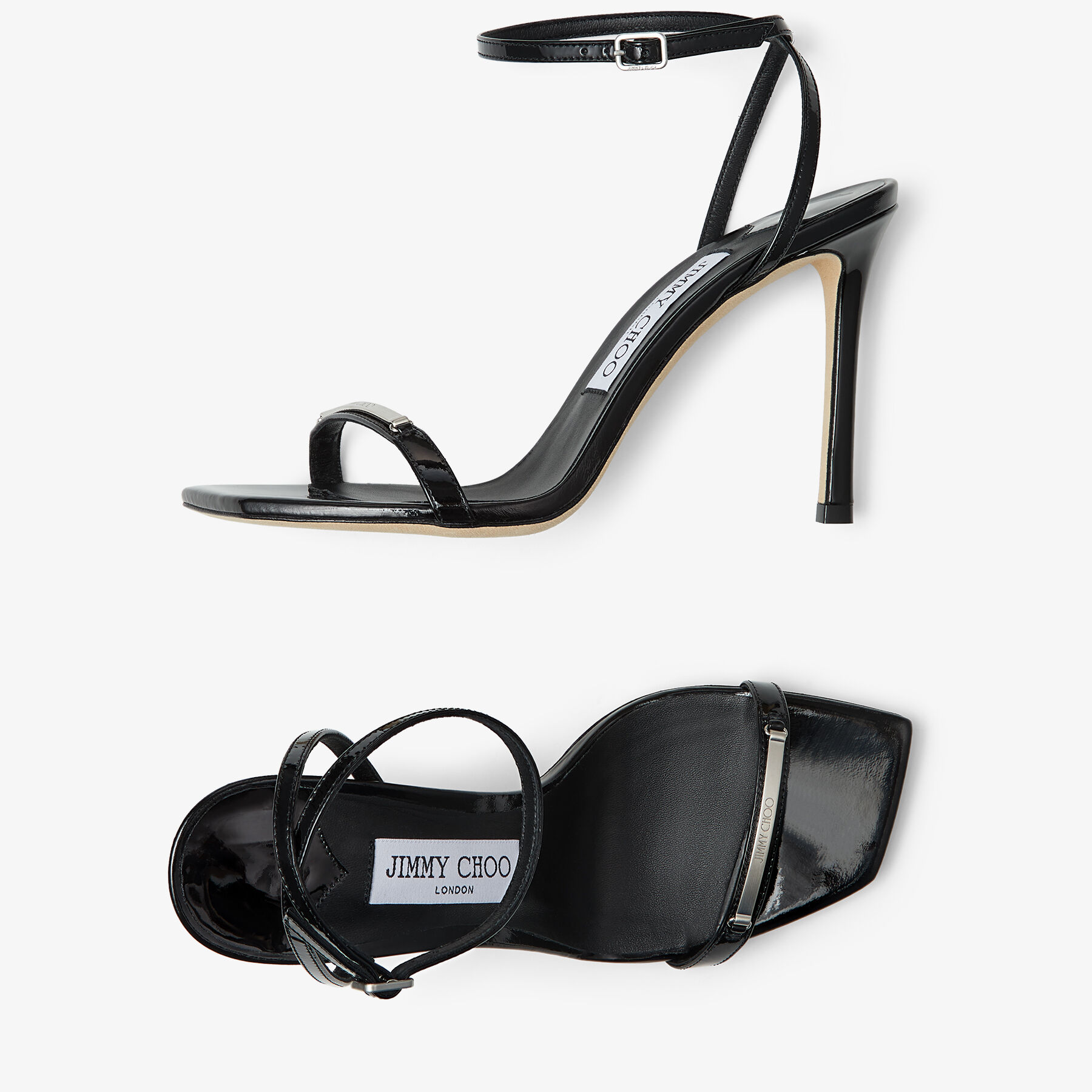 Black Soft Patent Sandals with JC Bar | JAXON 95 | Autumn