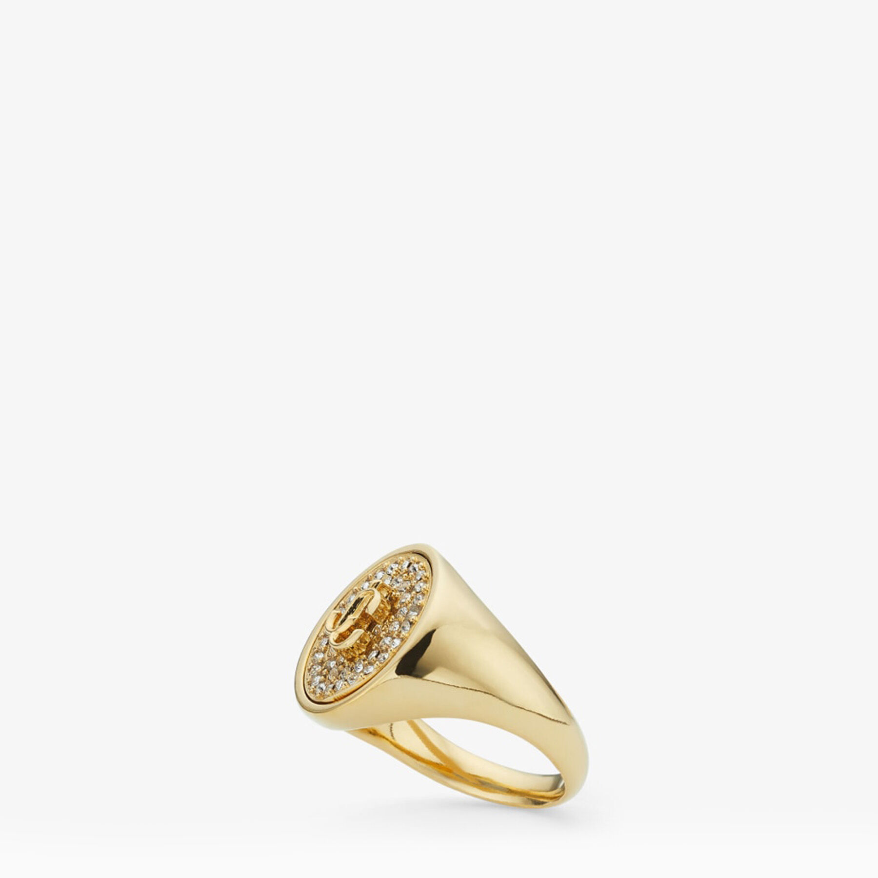 Gold-Finish Crystal Star Ring with JC Logo | JC Ring