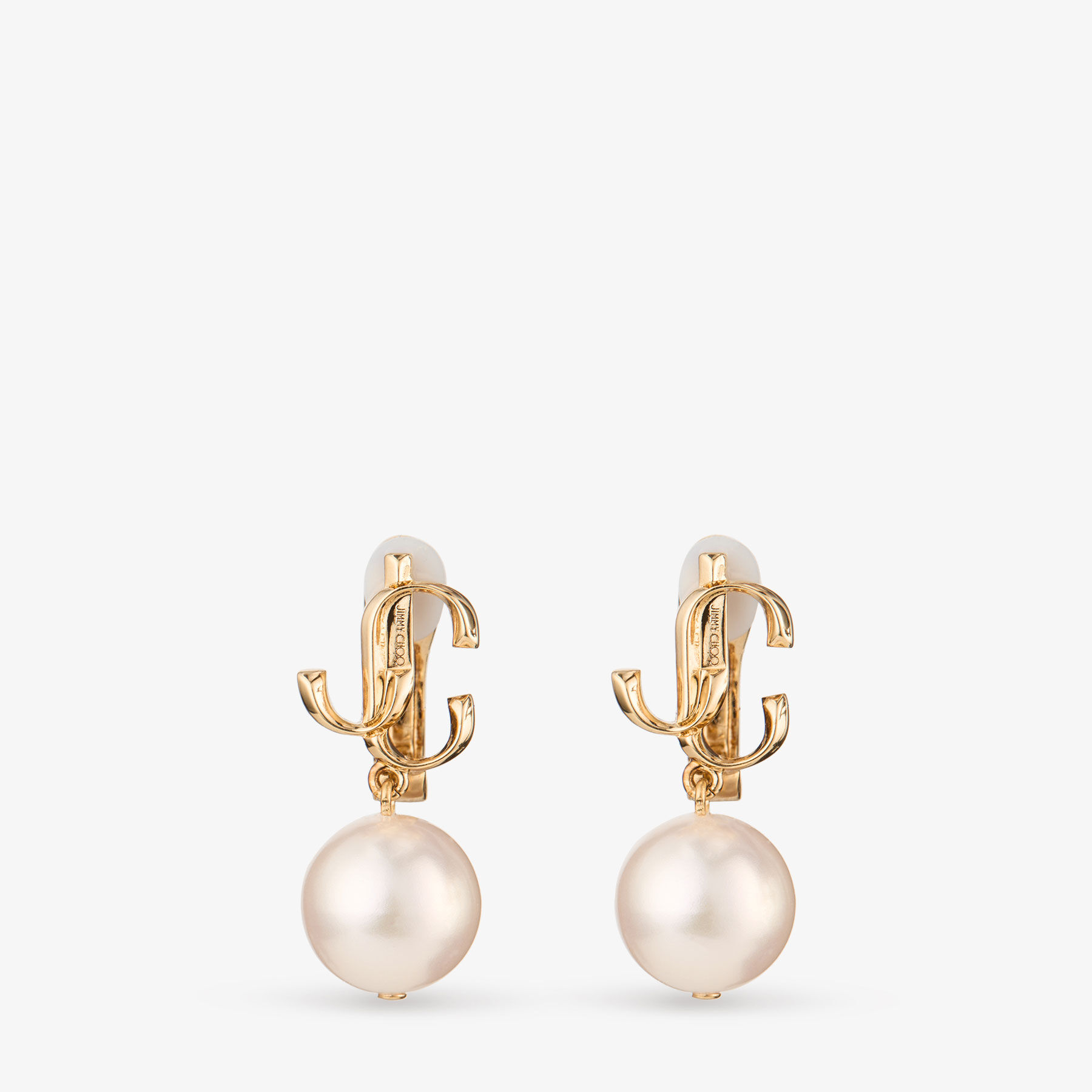 JIMMY CHOO JCPearlDrop Clip On パール付き クリップオンピアス JC Pearl Drop Clip On |Pearl Gold Finish Clip On Earrings