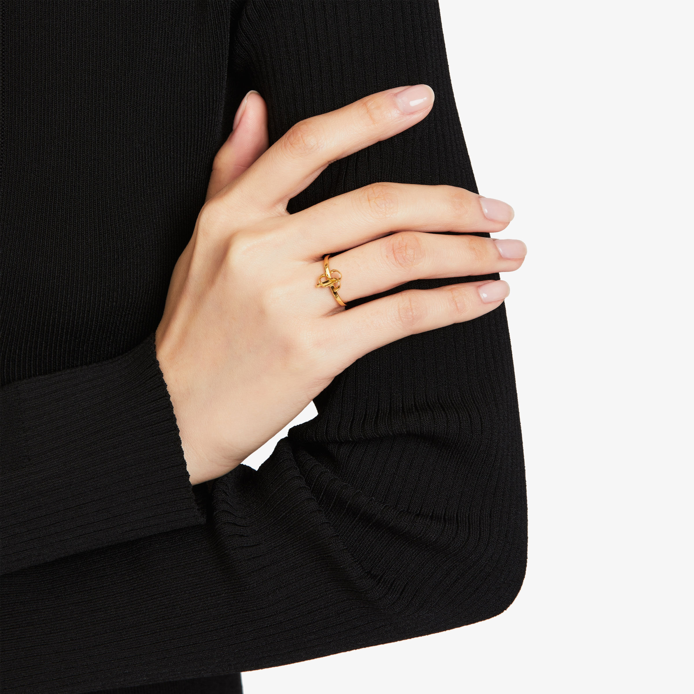 Gold-Finish Metal Ring with JC Initials | JC Ring