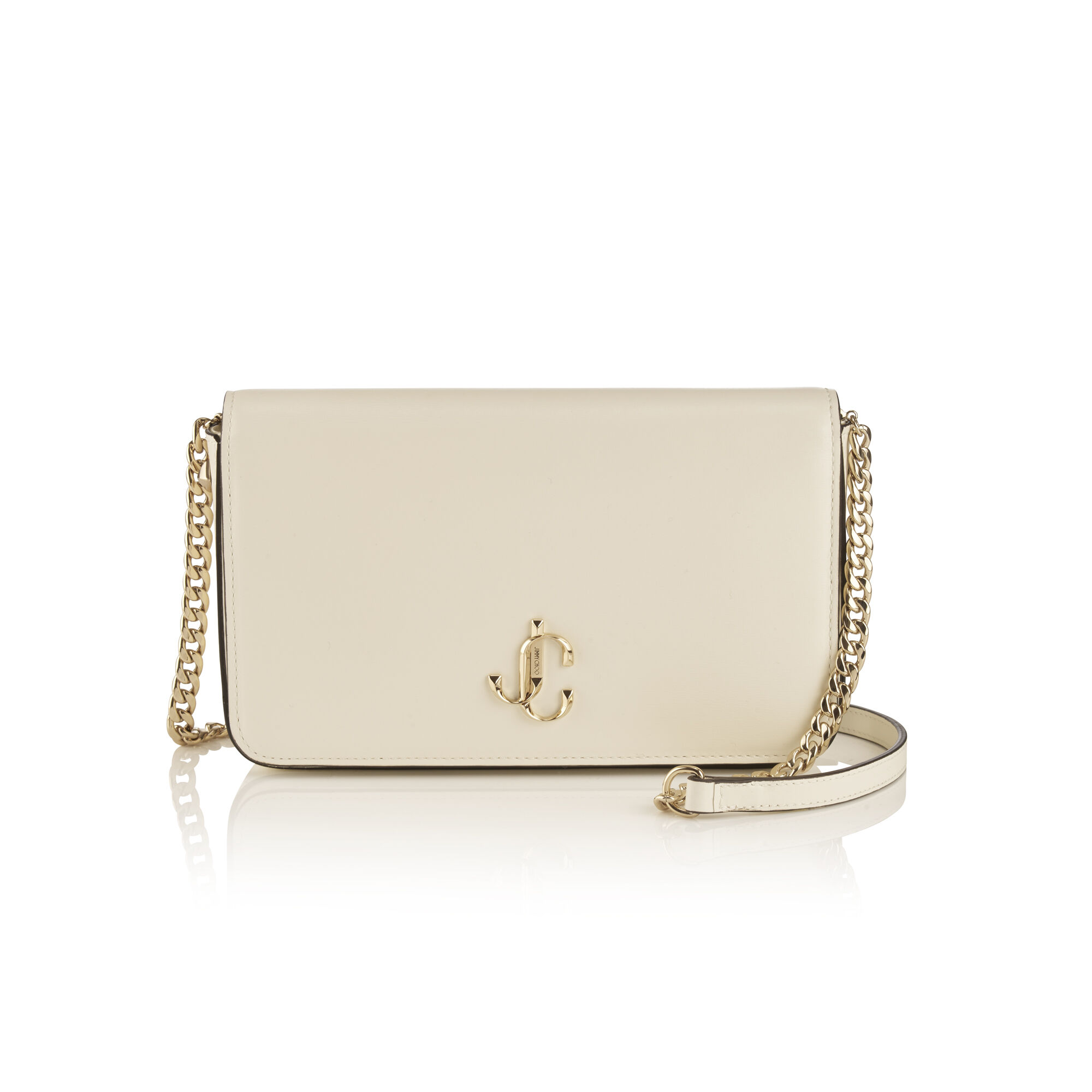 ★ JIMMY CHOO ★ JC Chain wallet【OGLR】 JC Wallet/Chain | Milk Leather Mini Bag| New Collection