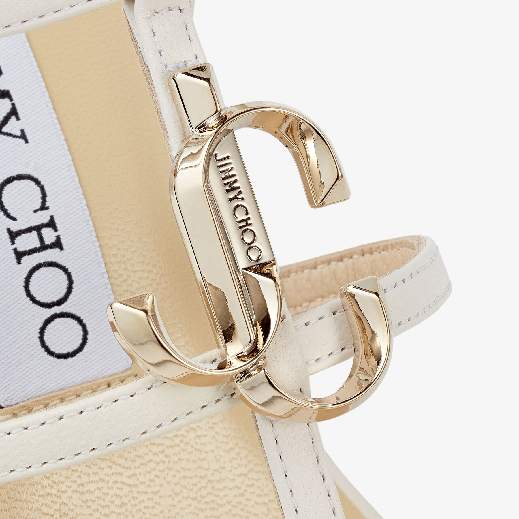 Latte Nappa Leather Wedges with JC Emblem | JC WEDGE 110
