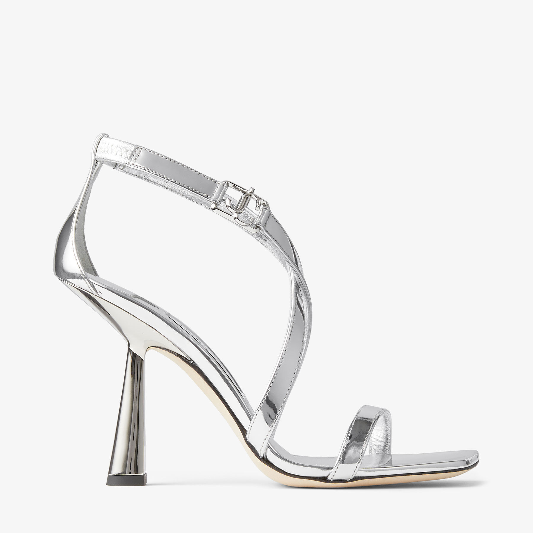 【Jimmy Choo】JESSICA SANDAL 100MM◆JESSICA100NAP Jessica 100 | Silver Metallic Leather Sandals | New
