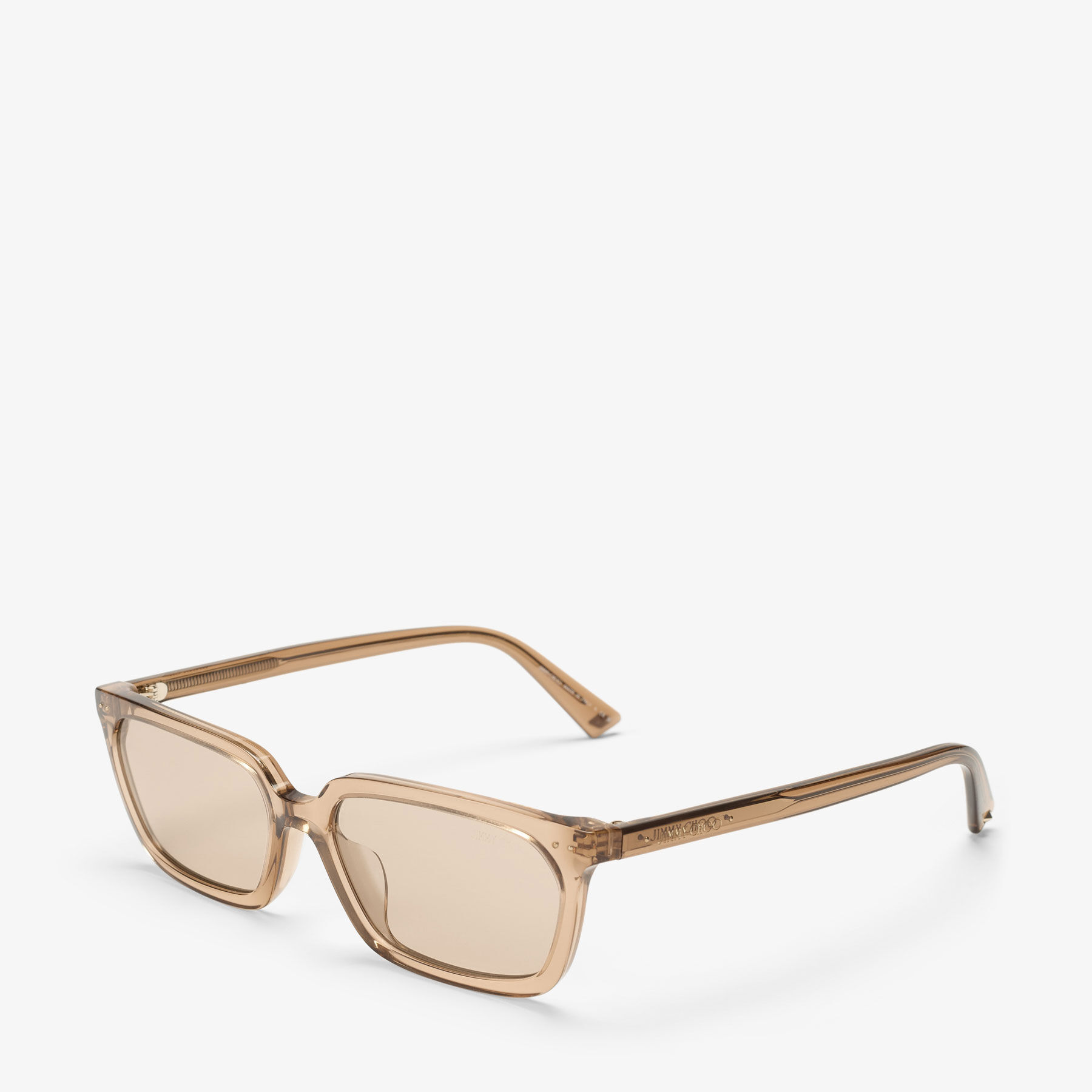 Josi | Transparent Tan Rectangular Sunglasses | JIMMY CHOO