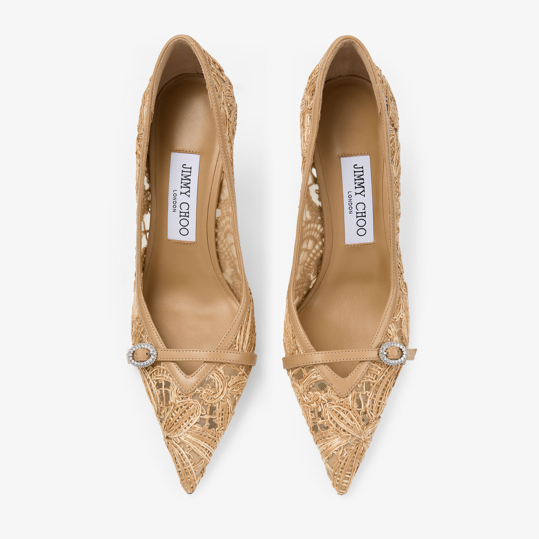 Keari 85 | Natural Flower Woven Raffia and Calf Leather Pumps