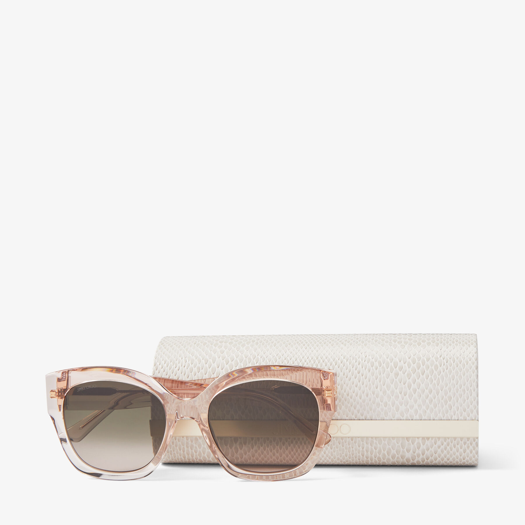 Nude Square Frame Sunglasses with Glitter|LEELA/S | Spring