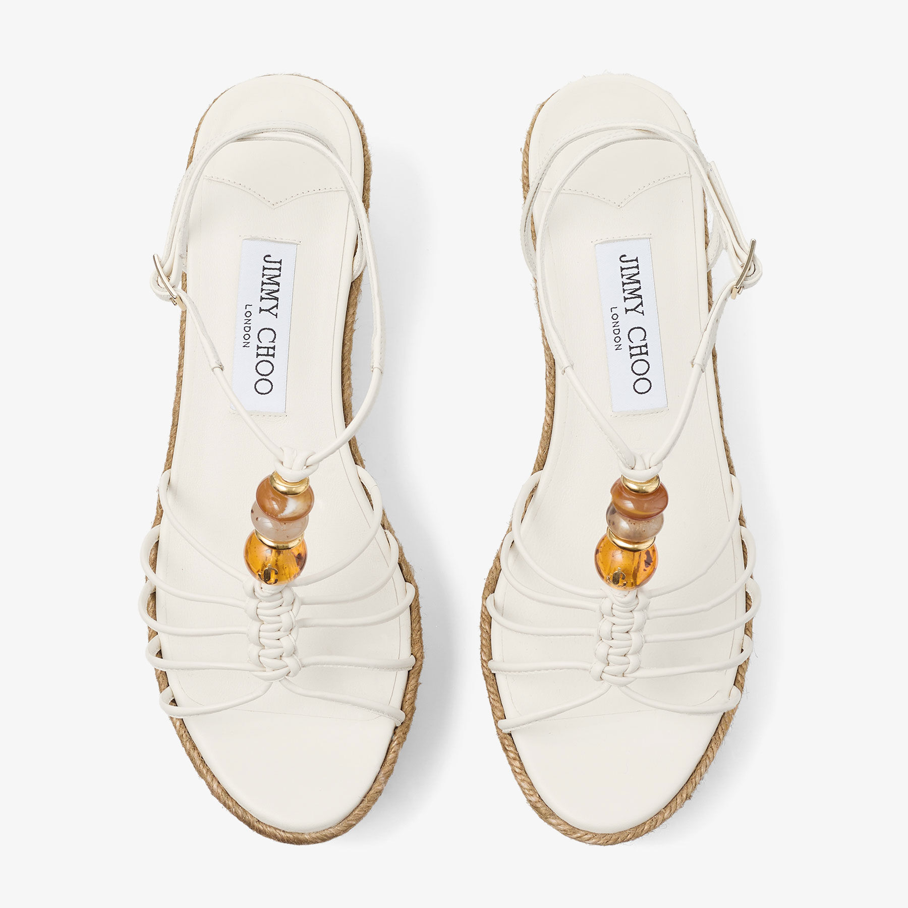Lemi Wedge 50 | Latte Mix Nappa Leather Wedges with Beads | JIMMY CHOO