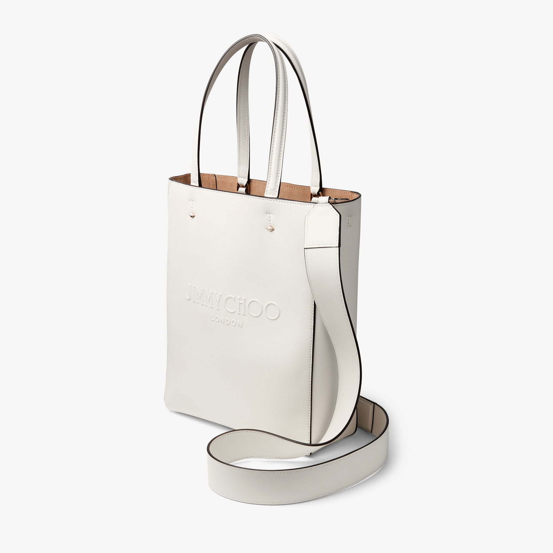 Lenny N/S M|Latte Embossed Leather Tote Bag| JIMMY CHOO