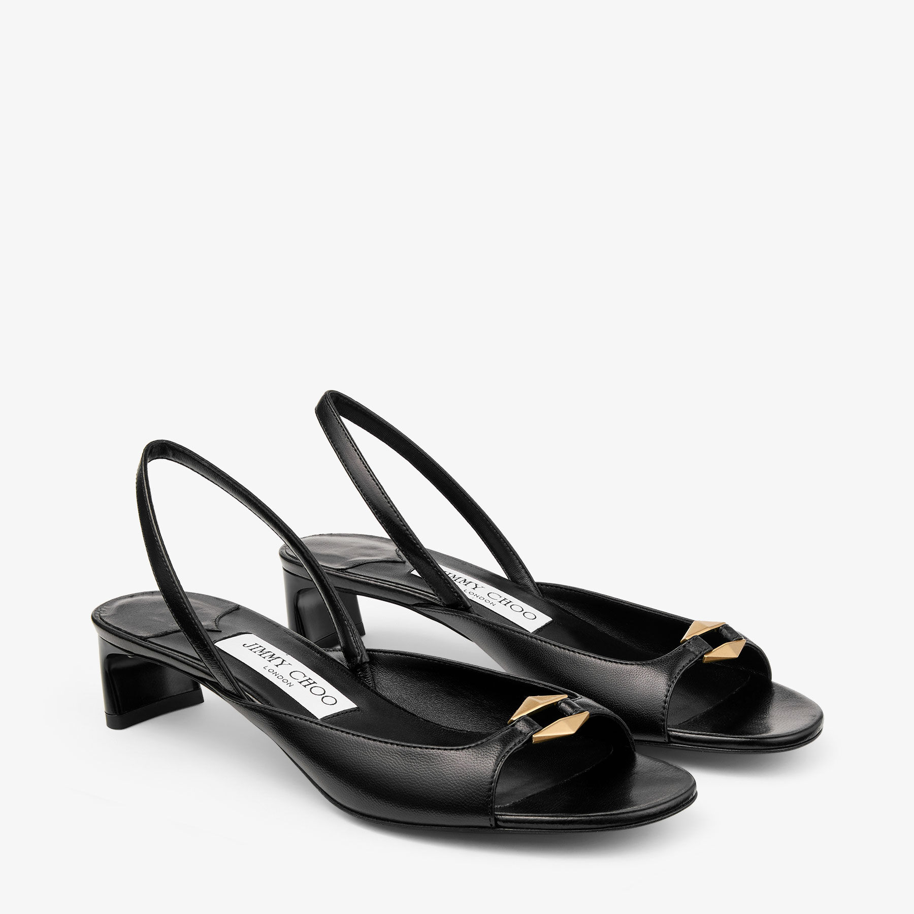 Lev 35|Black/Gold Nappa Leather Sandals| JIMMY CHOO