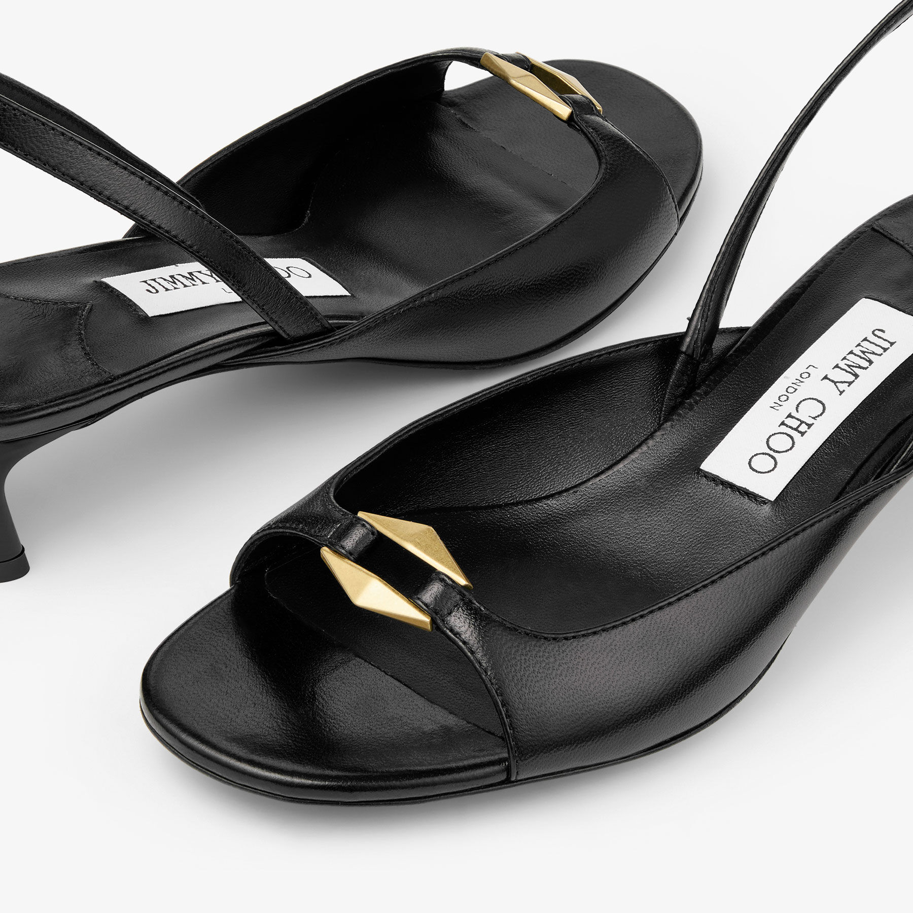 Lev 35|Black/Gold Nappa Leather Sandals| JIMMY CHOO