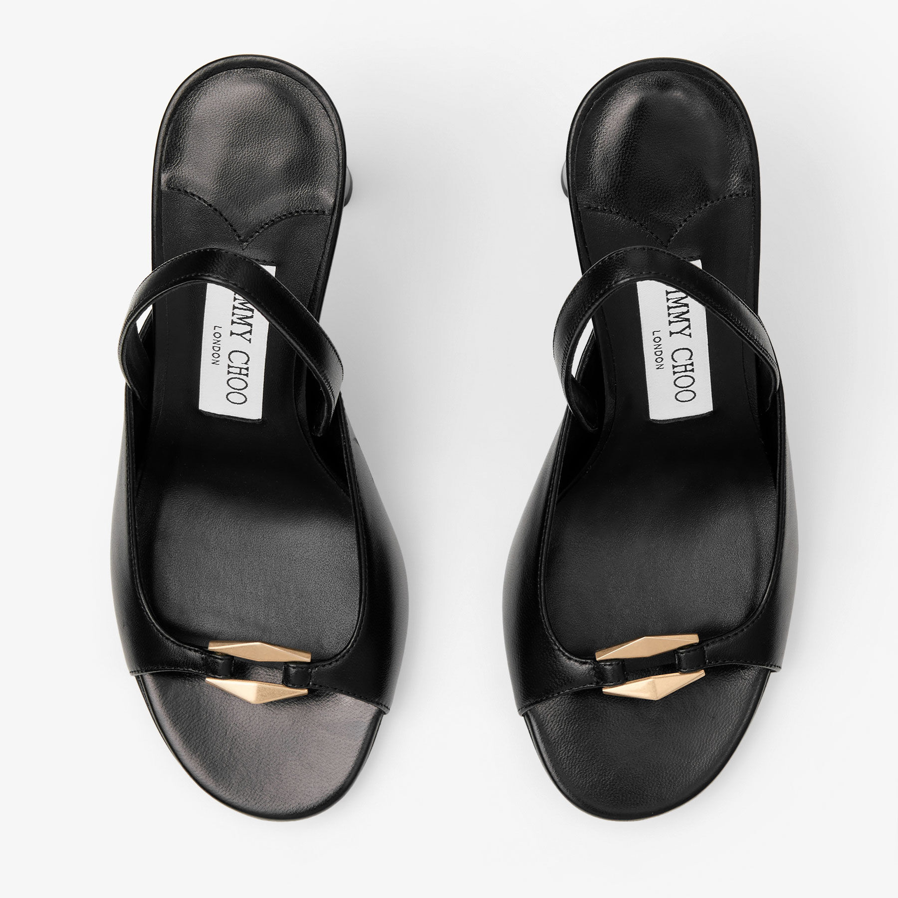 【関税込み】Jimmy Choo ブラック Lev 95 ヒールサンダル Lev 95|Black/Gold Nappa Leather Sandals| JIMMY CHOO
