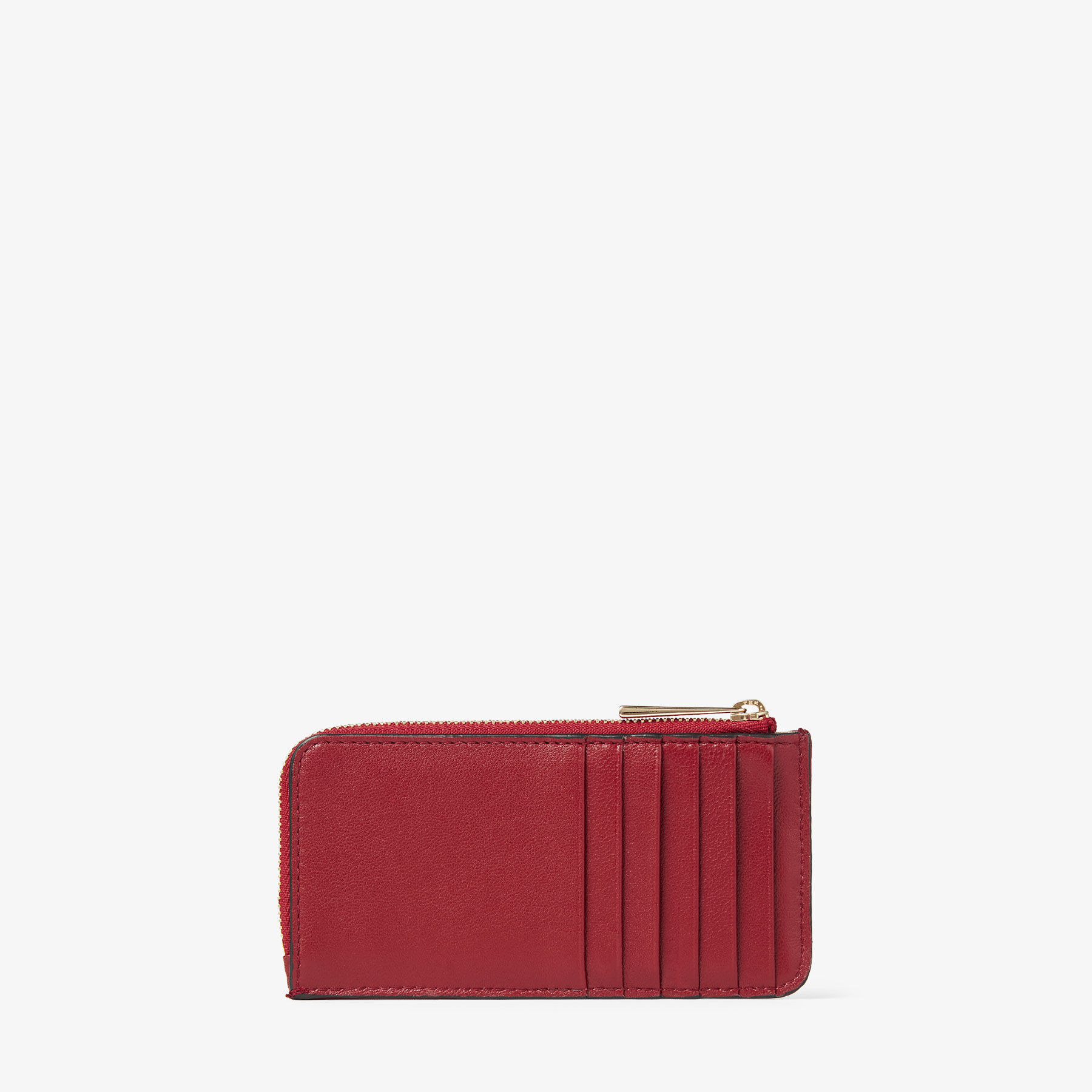 LISE-Z | Cranberry Quilted Nappa Leather Card Holder with JC