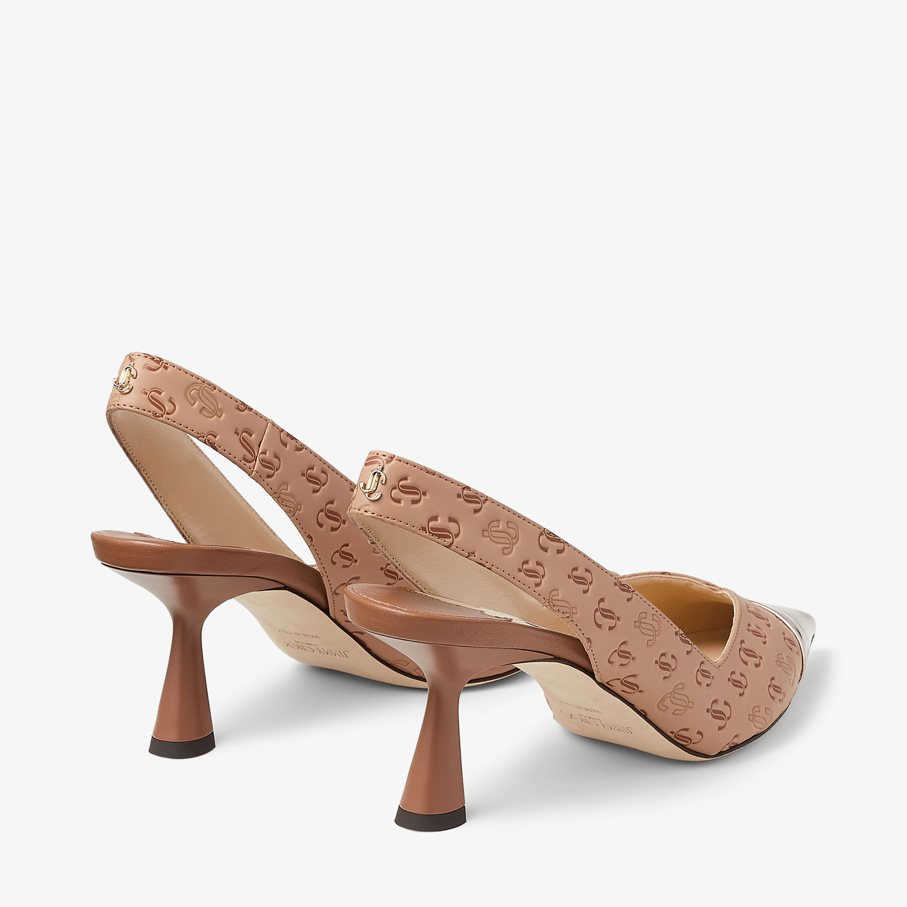 上品♡【Jimmy Choo】LIYA65 バックストラップ付きパンプス Black JC Monogram Print and Patent Slingbacks | LIYA 65