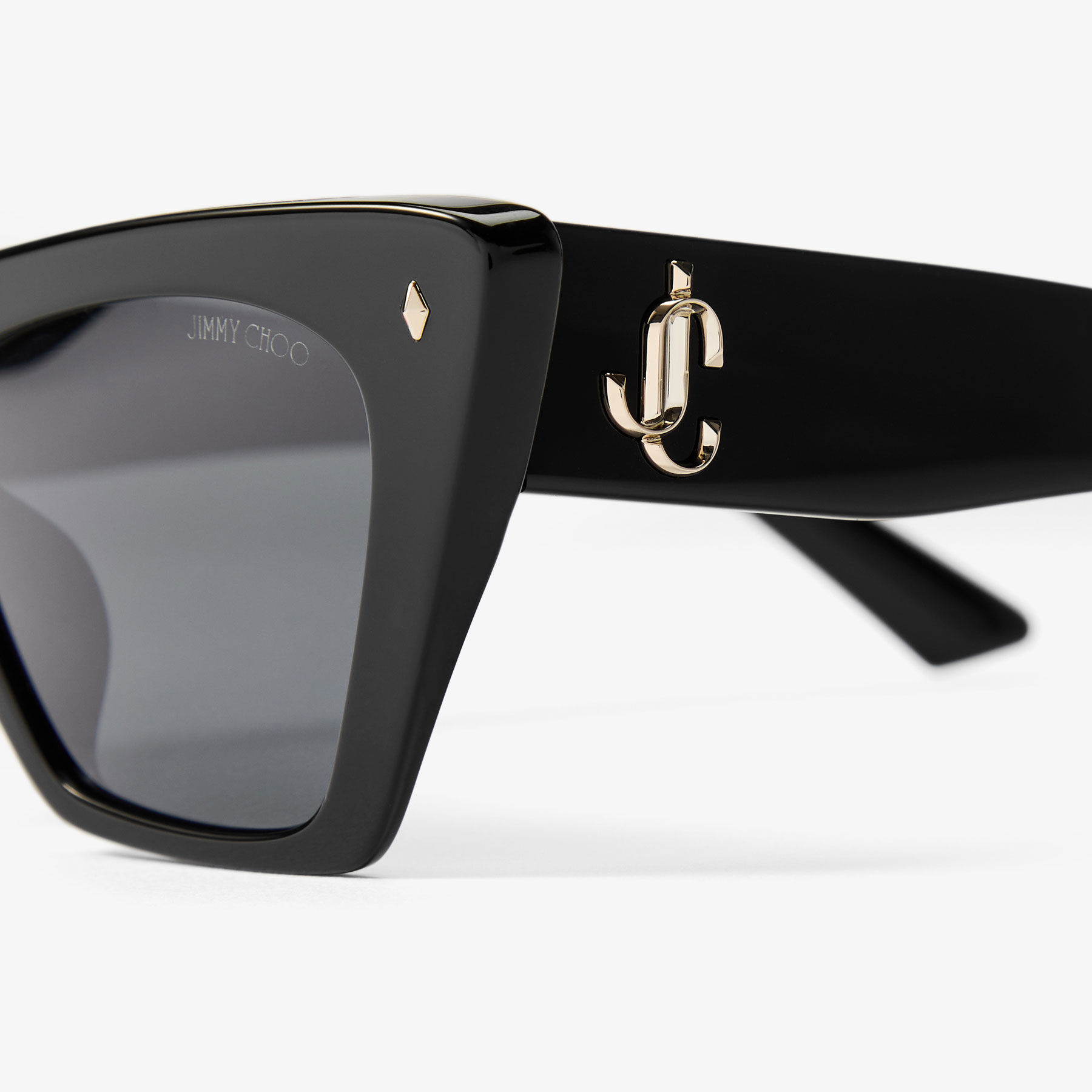 Lou | Black and Grey Acetate Cat-Eye Sunglasses | JIMMY CHOO