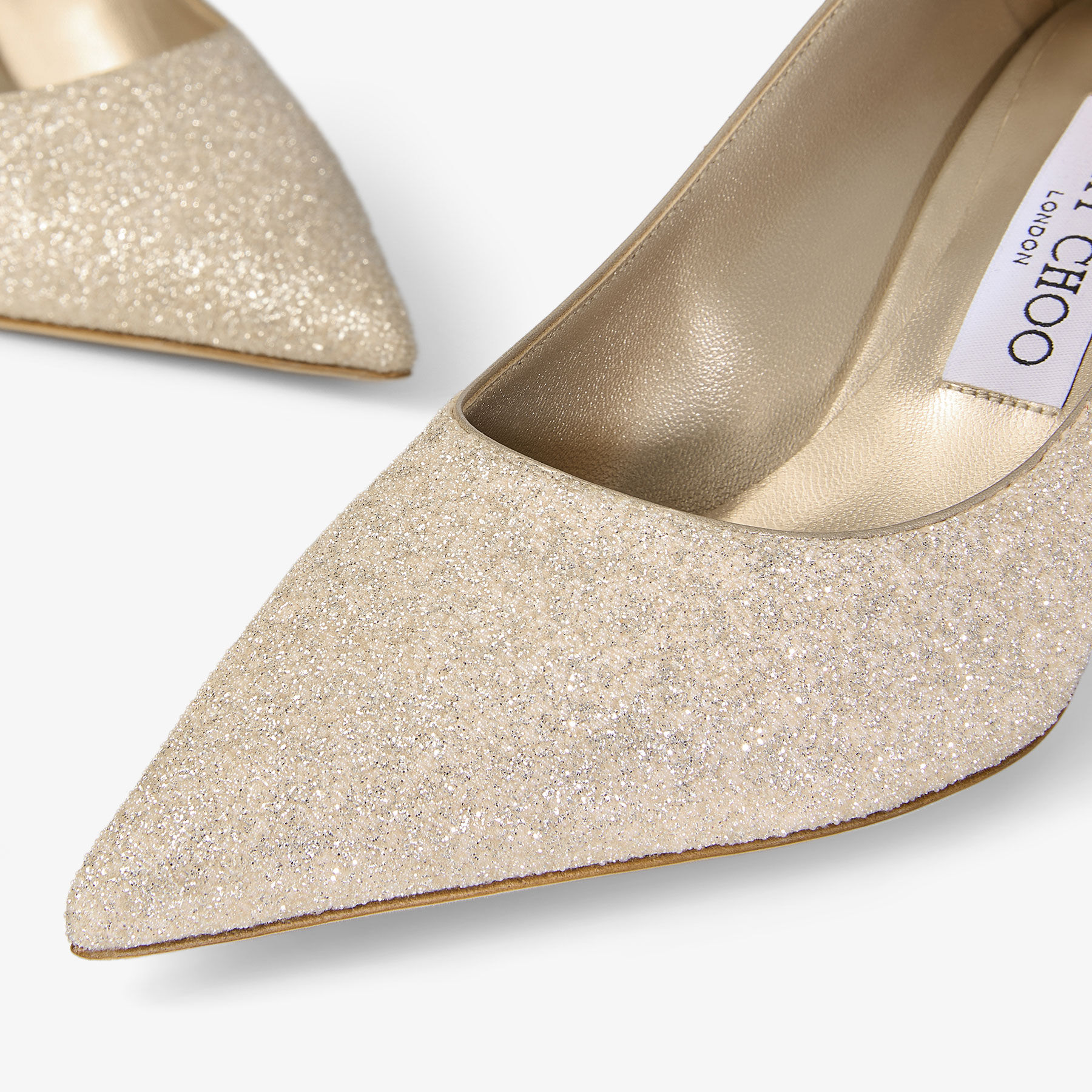Love 65 | Light Soft Gold Glitter Fabric Pumps | JIMMY CHOO